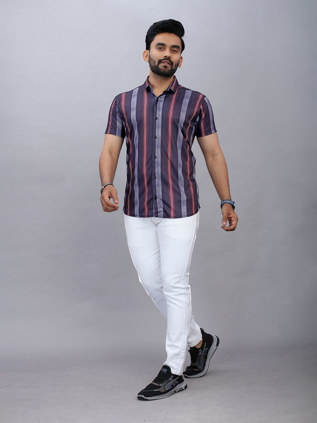 

STI Men Classic Opaque Printed Casual Shirt, Purple