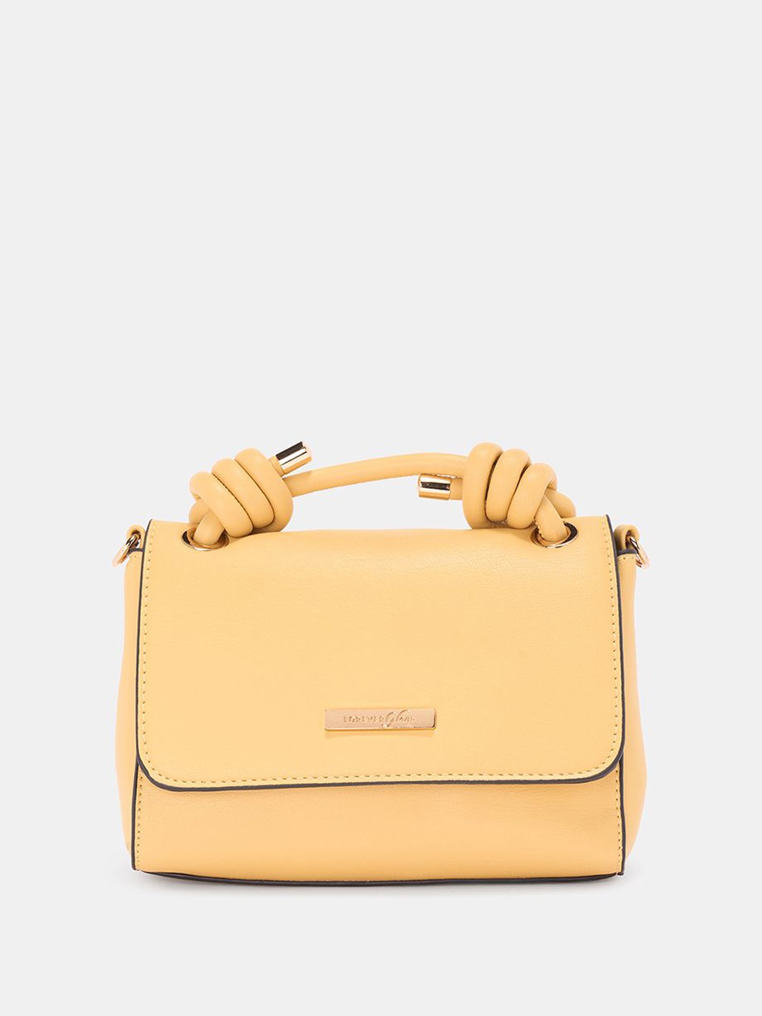 

Forever Glam by Pantaloons PU Structured Shoulder Bag with Tasselled, Yellow