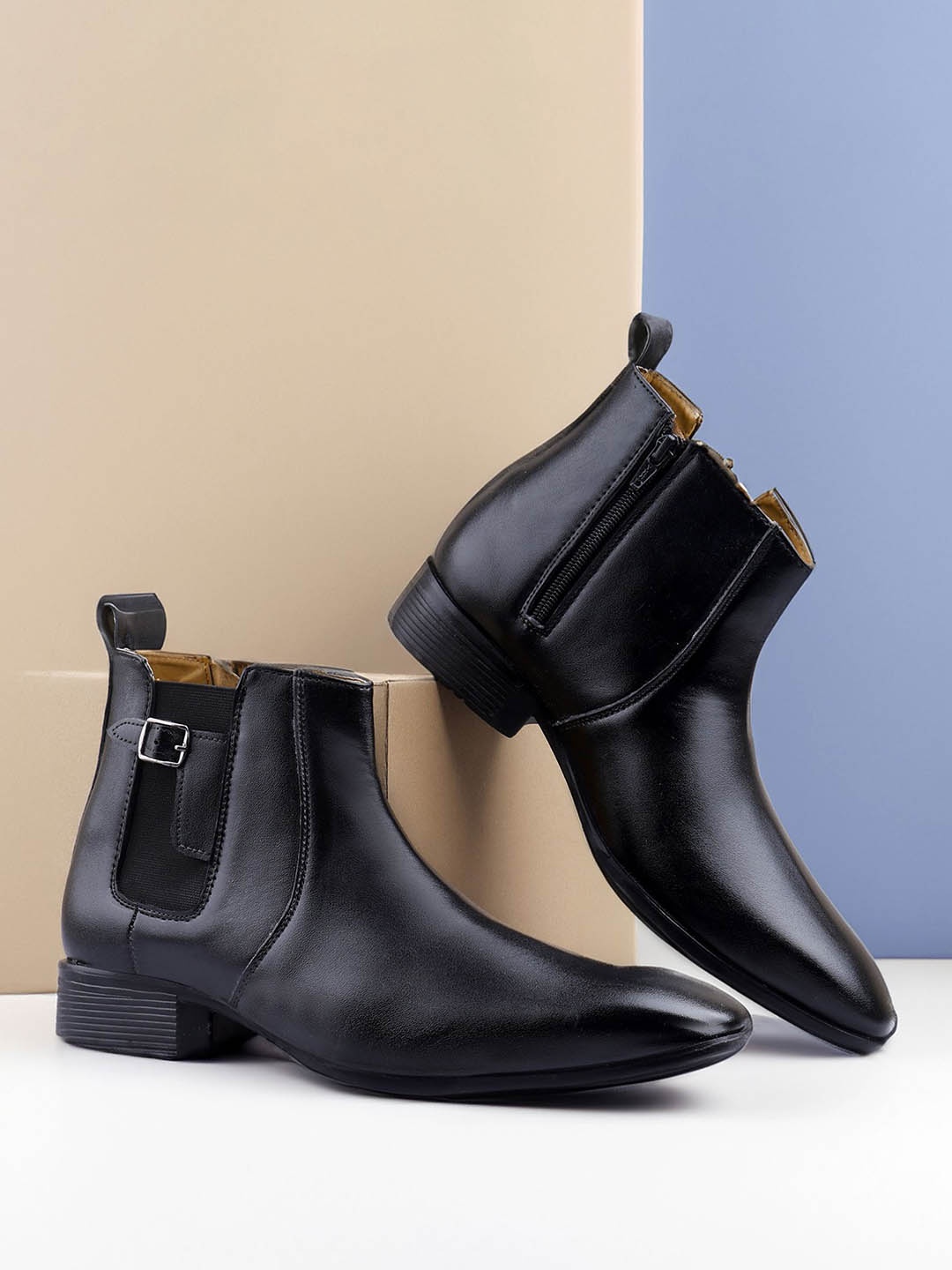 

riffway Men Mid-Top Chelsea Boots, Black