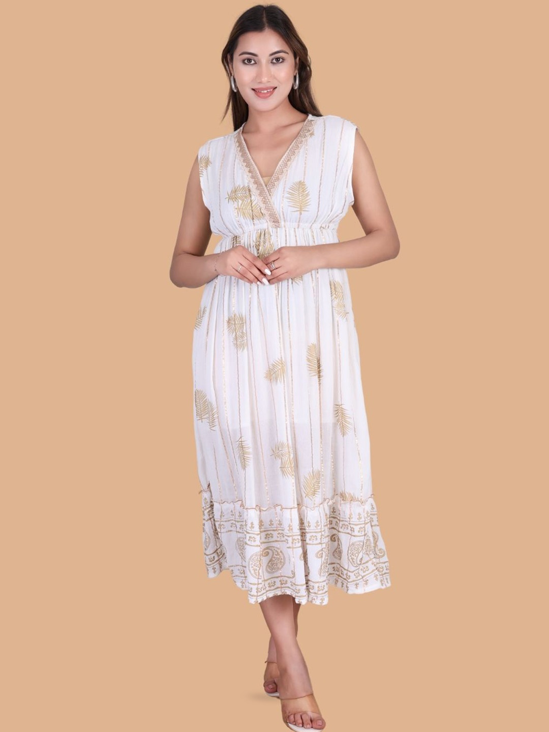 

Moda Rapido Floral Print Crepe Maxi Dress, White