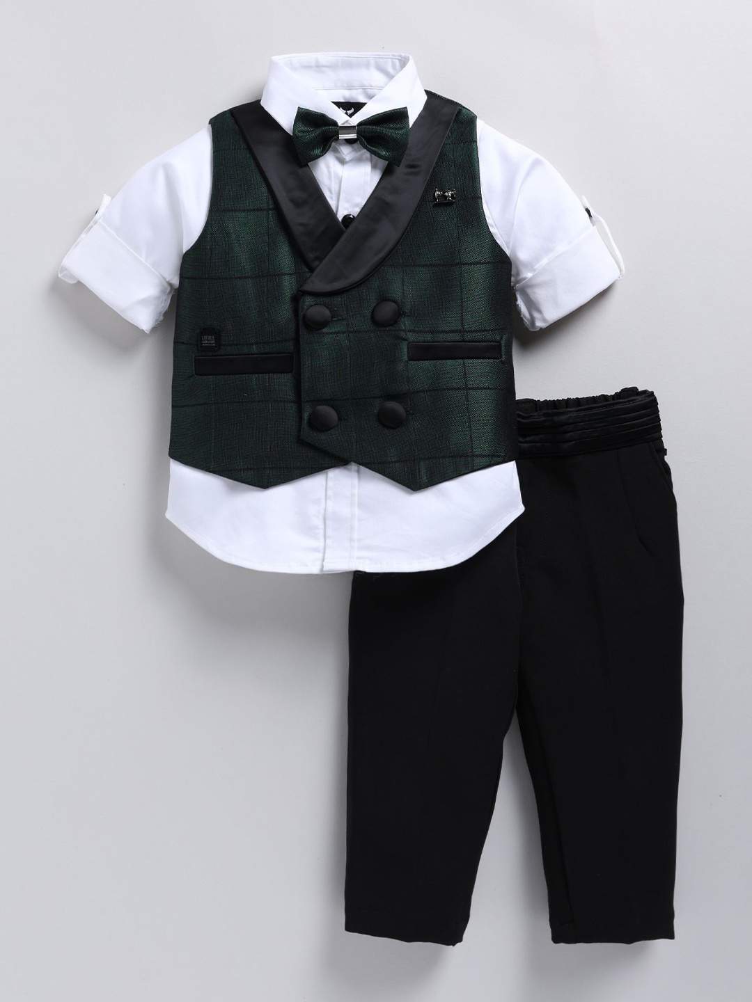 

LITTLE COLLARS Boys Shirt with Trousers, Green