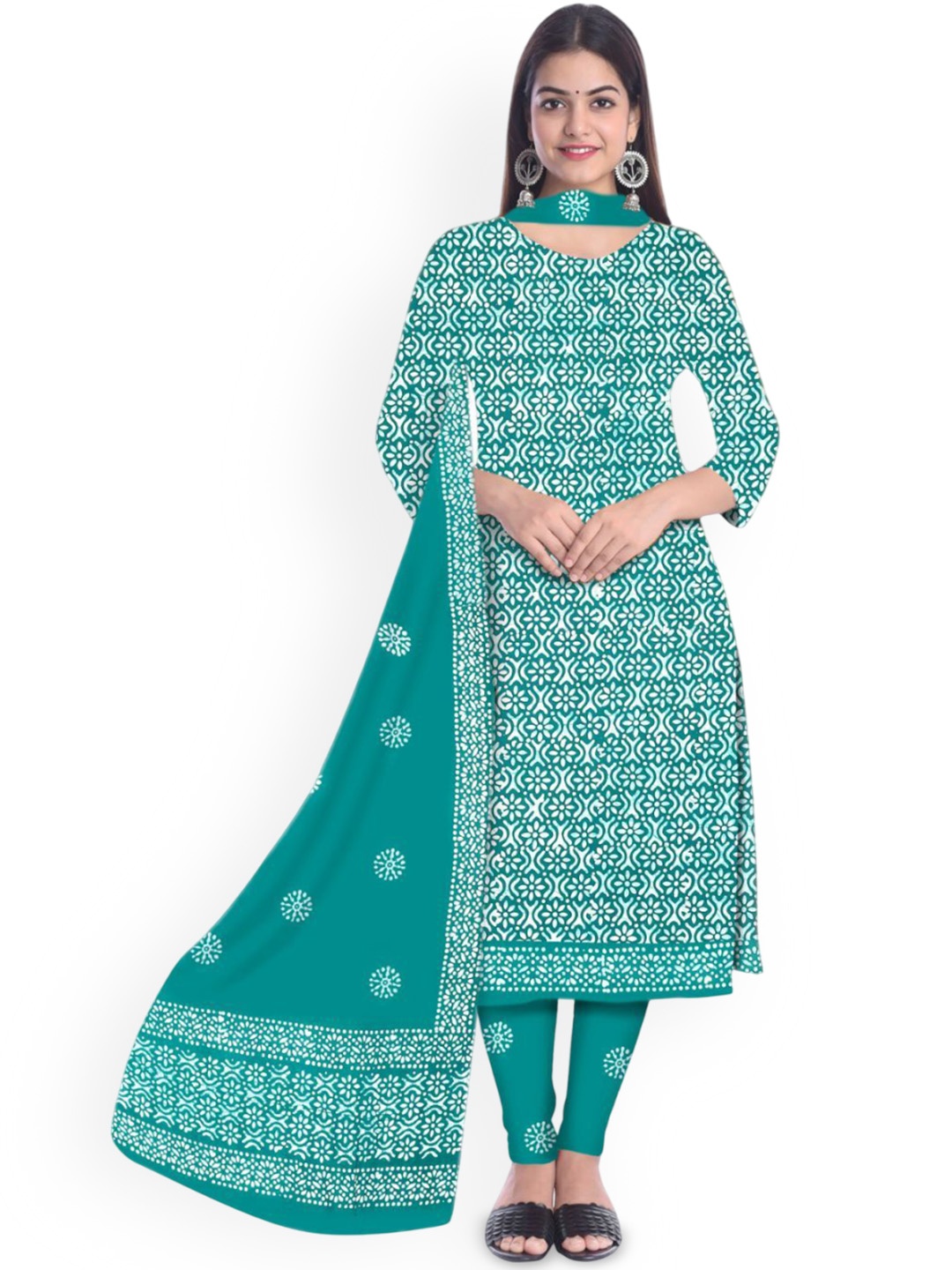 

Farooq Dyeing Printed Pure Cotton Unstitched Dress Material, Teal