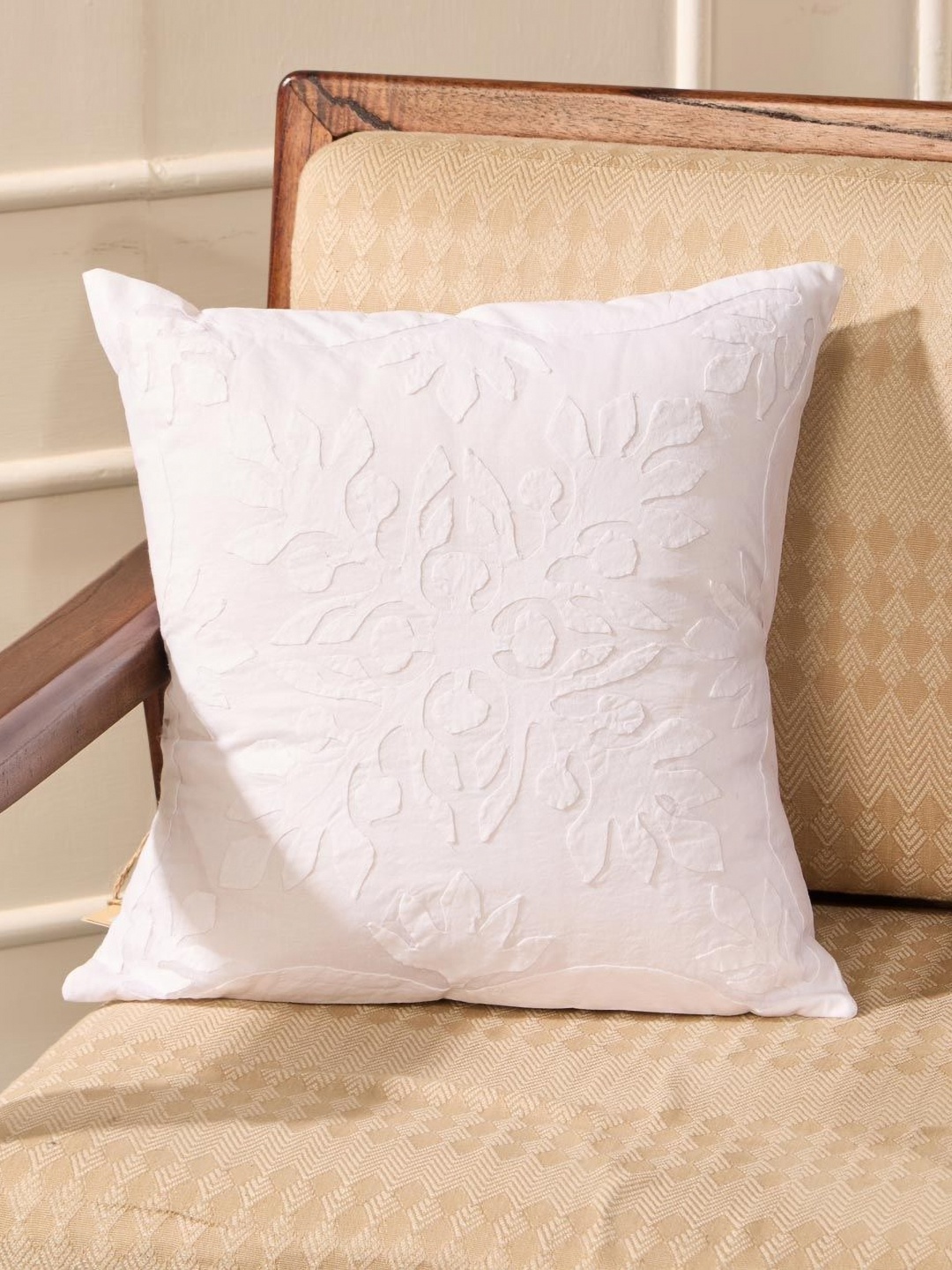 

Fabindia White Embroidered Square Cushion Covers