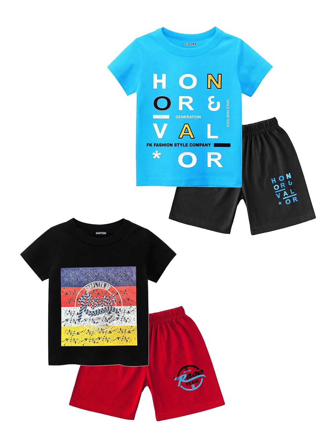 

BAESD Boys Printed T-shirt with Shorts, Black