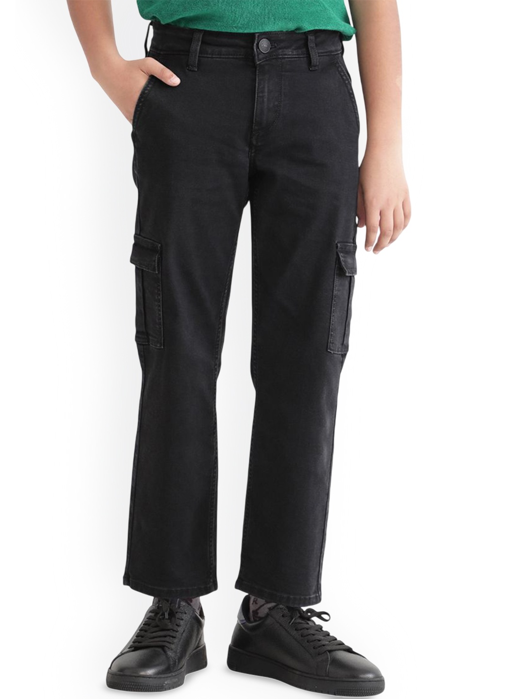

RARE ONES Boys Relaxed Fit Mildly Distressed Light Fade Jeans, Black