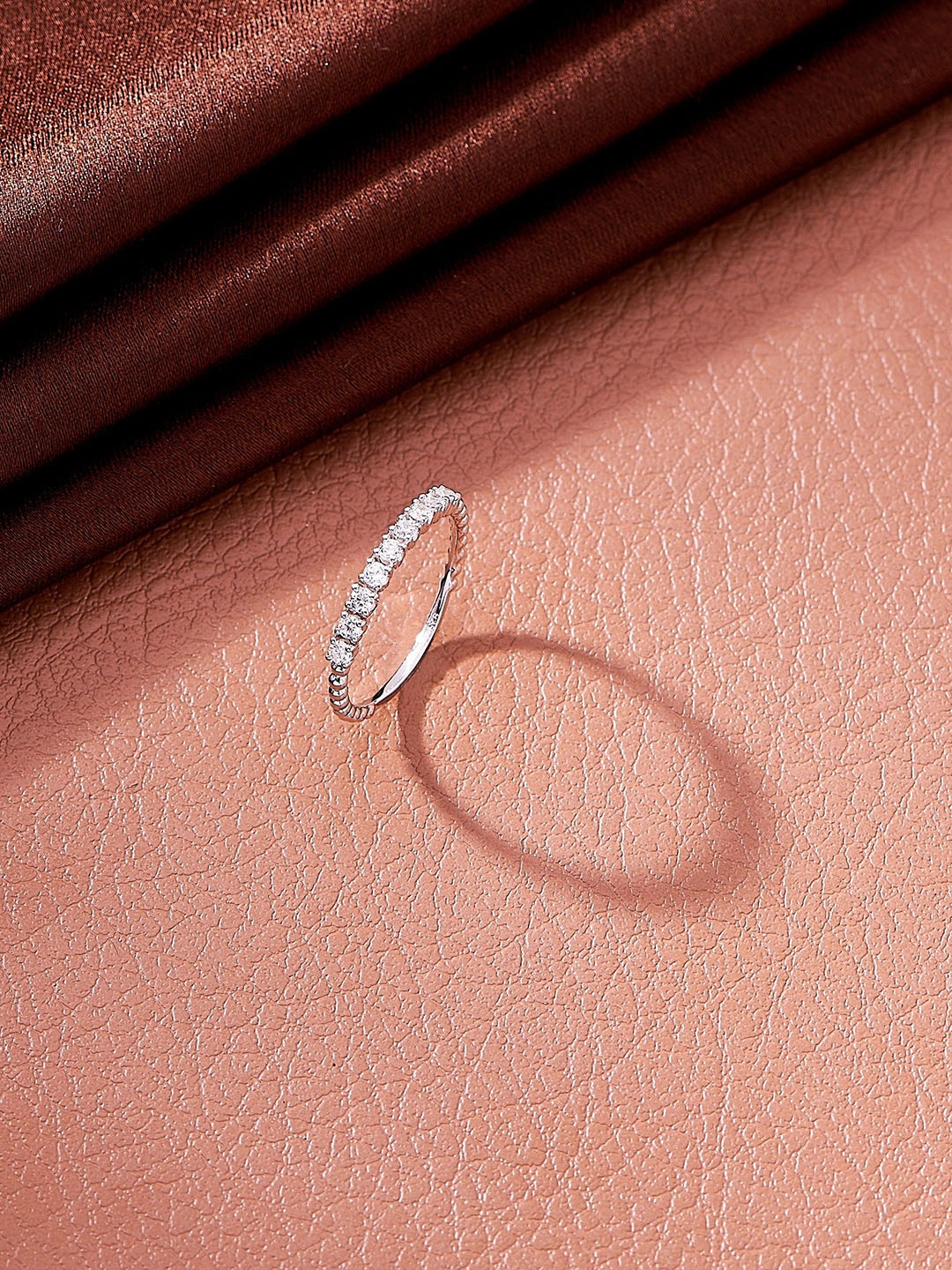 

Nipura 925 Sterling Silver Rhodium-Plated CZ Studded Glittering Wrap Cuff Finger Ring