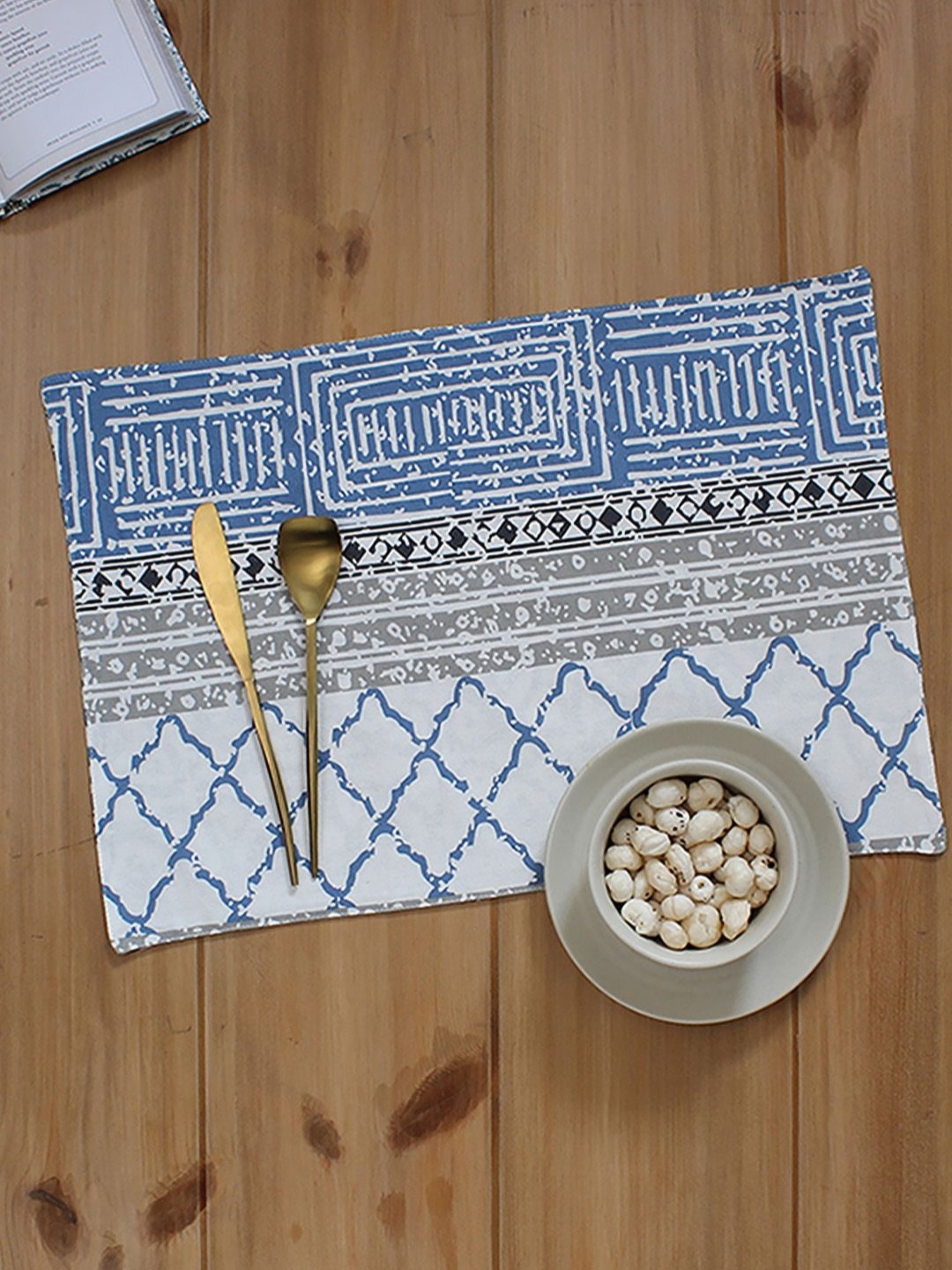 

House This Nikrinta 2-Pcs Blue Printed Table Placemats