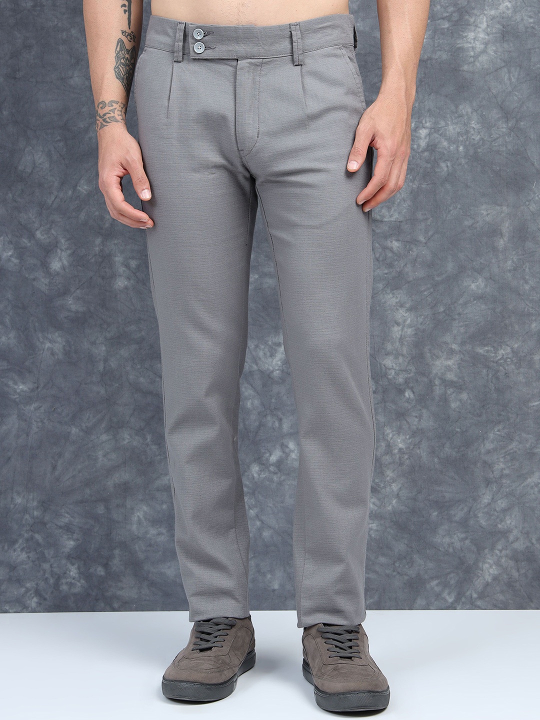 

Moda Rapido Men Brooklyn Pleated Trousers, Grey