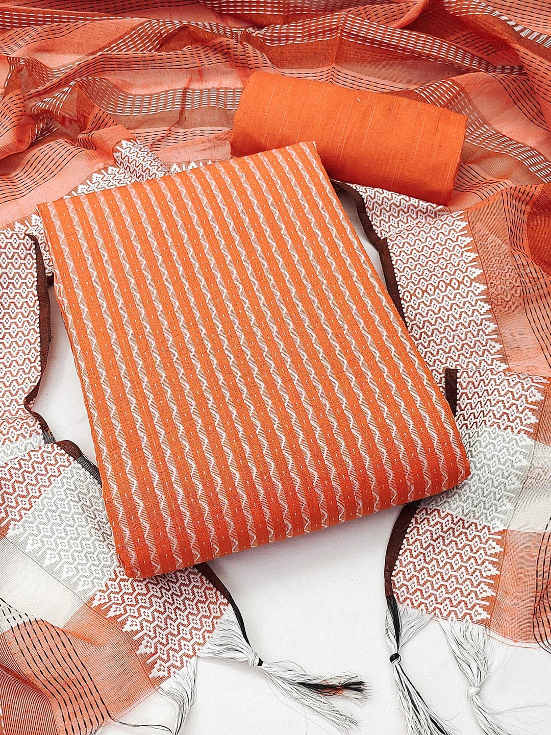 

SHADOW & SAINING Unstitched Dress Material, Peach