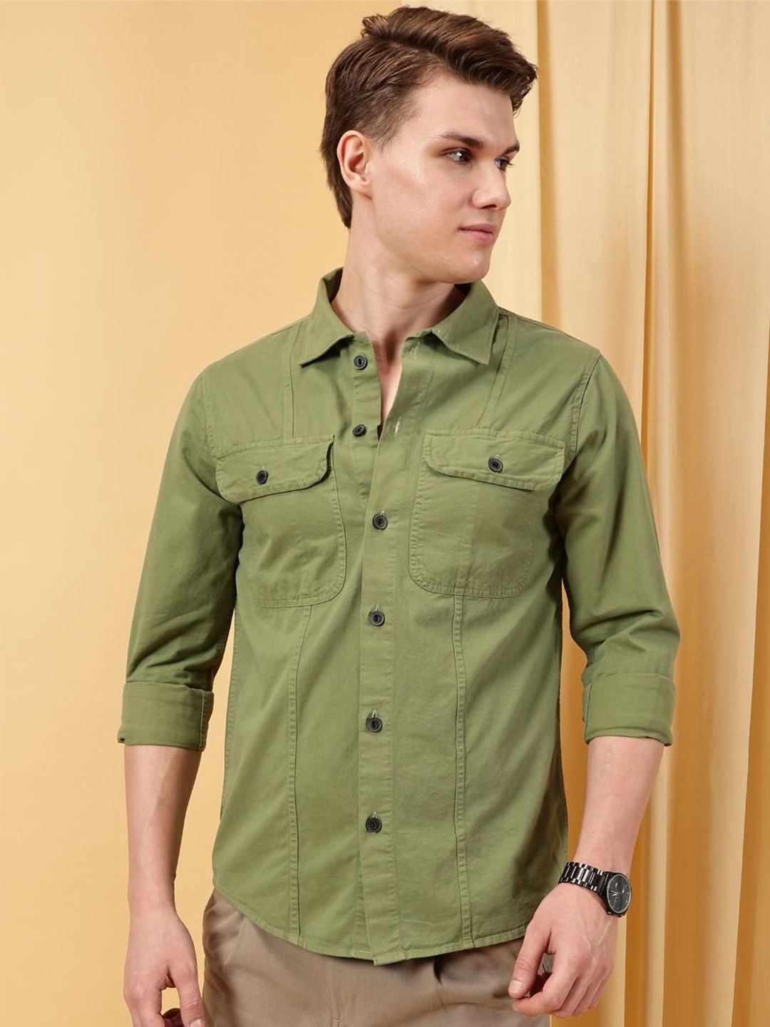 

VALEN CLUB Men Opaque Casual Shirt, Green