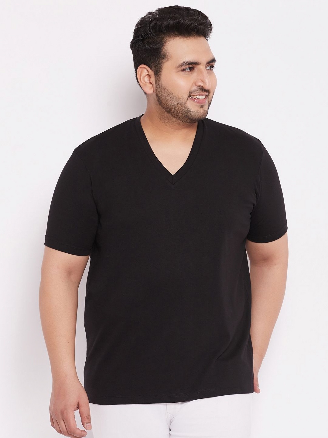 

Sztori Men V-Neck Raw Edge T-shirt, Black
