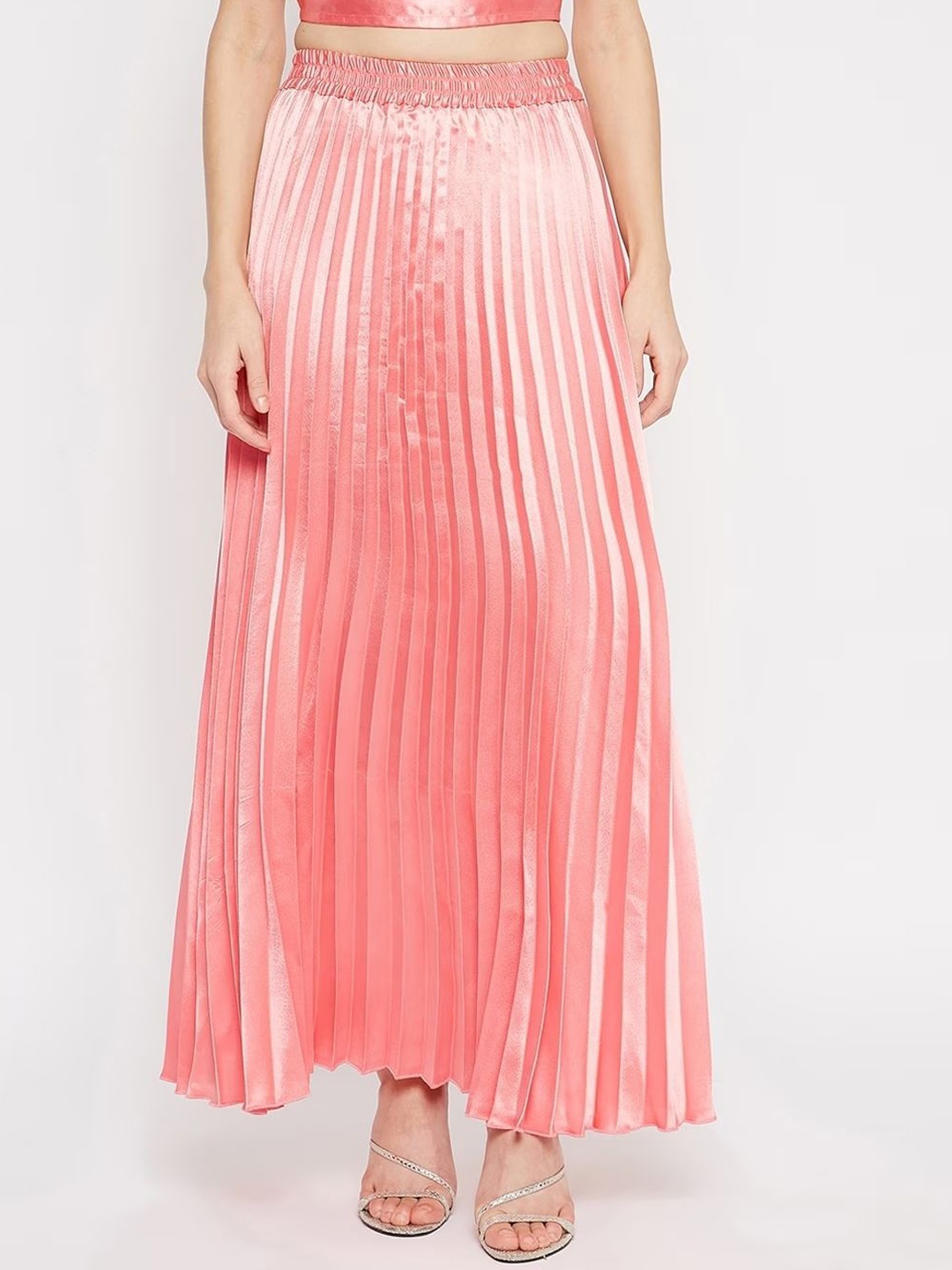 

Moda Rapido Pleated Flared Maxi Skirt, Pink