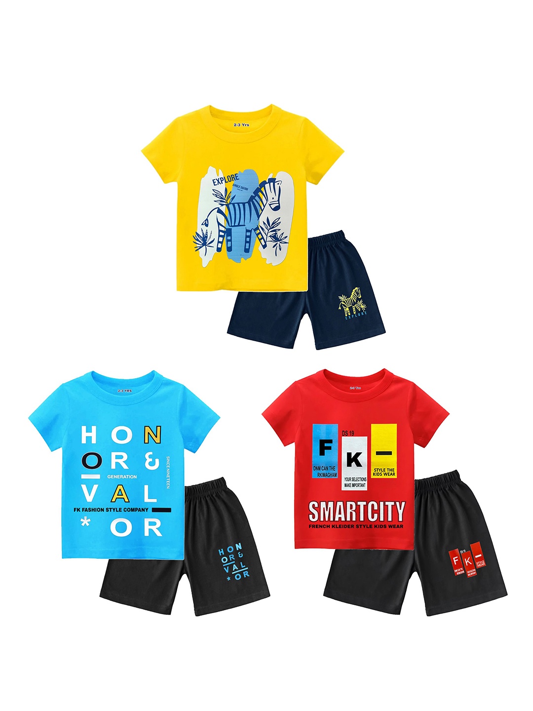 

BAESD Boys Printed T-shirt with Shorts, Red