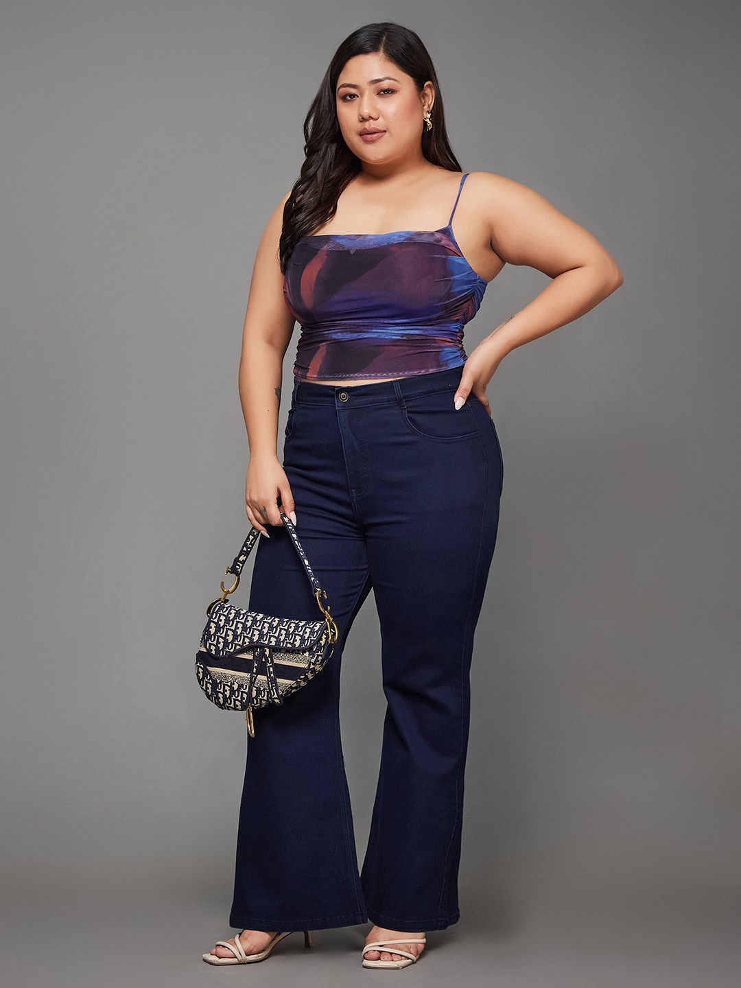 

Miss Chase A+ Women Bootcut High-Rise Stretchable Jeans, Navy blue