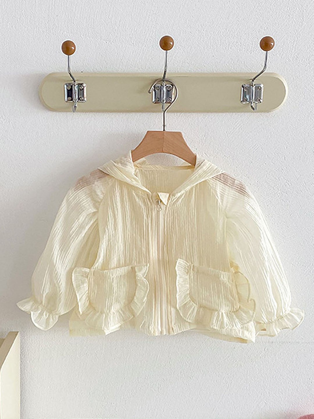 

LULU & SKY Girls Nylon Crop Bomber Jacket, Beige