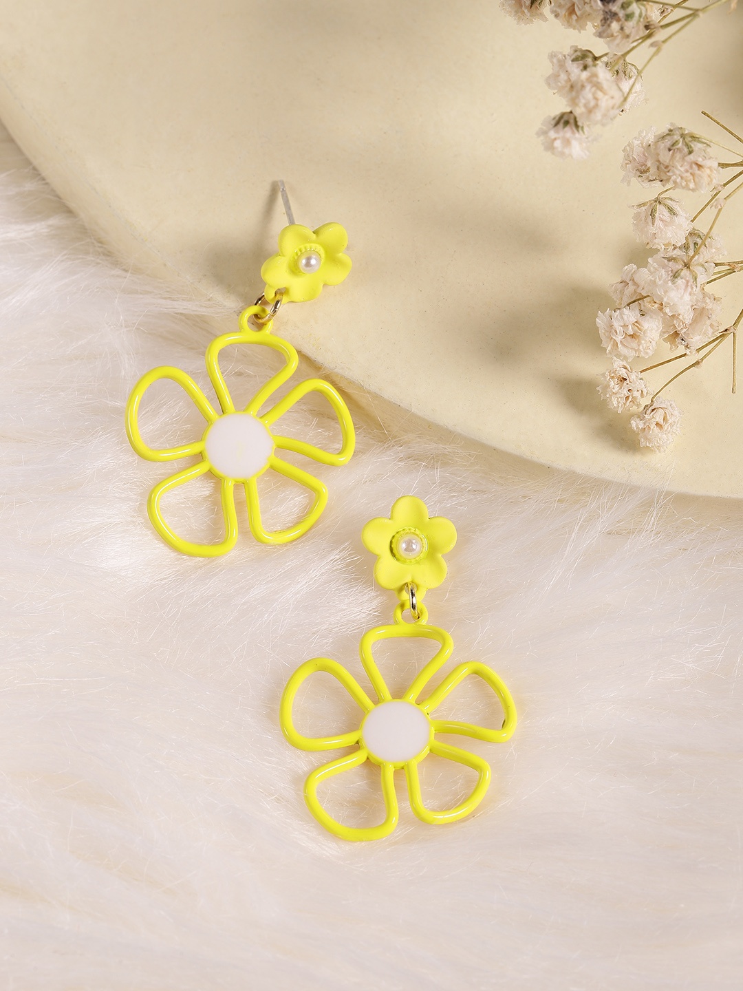 

DressBerry Floral Drop Earrings, Yellow