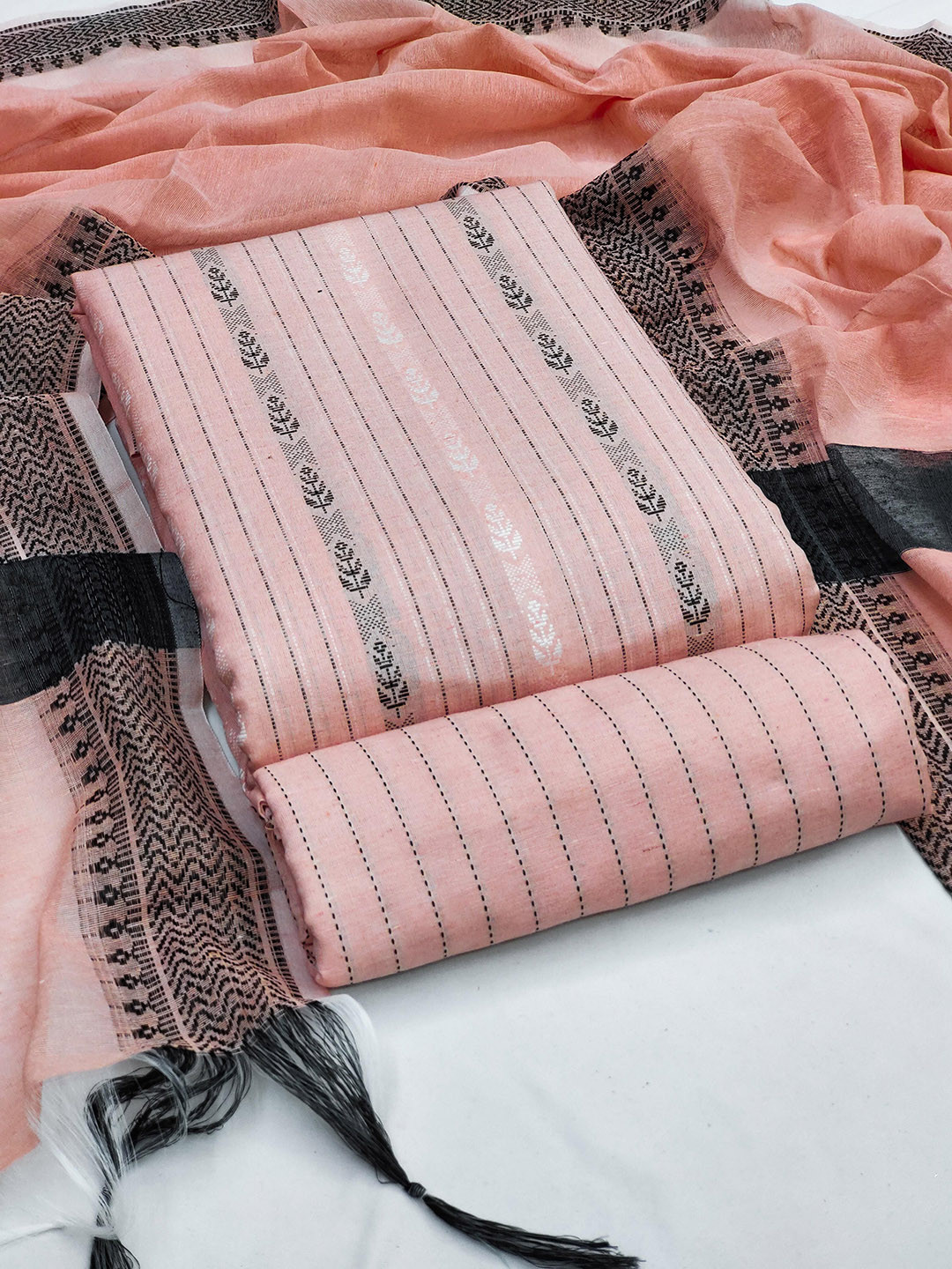 

SHADOW & SAINING Unstitched Dress Material, Peach