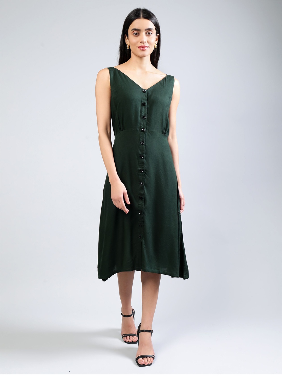 

ENTELLUS A-Line Midi Dress, Green