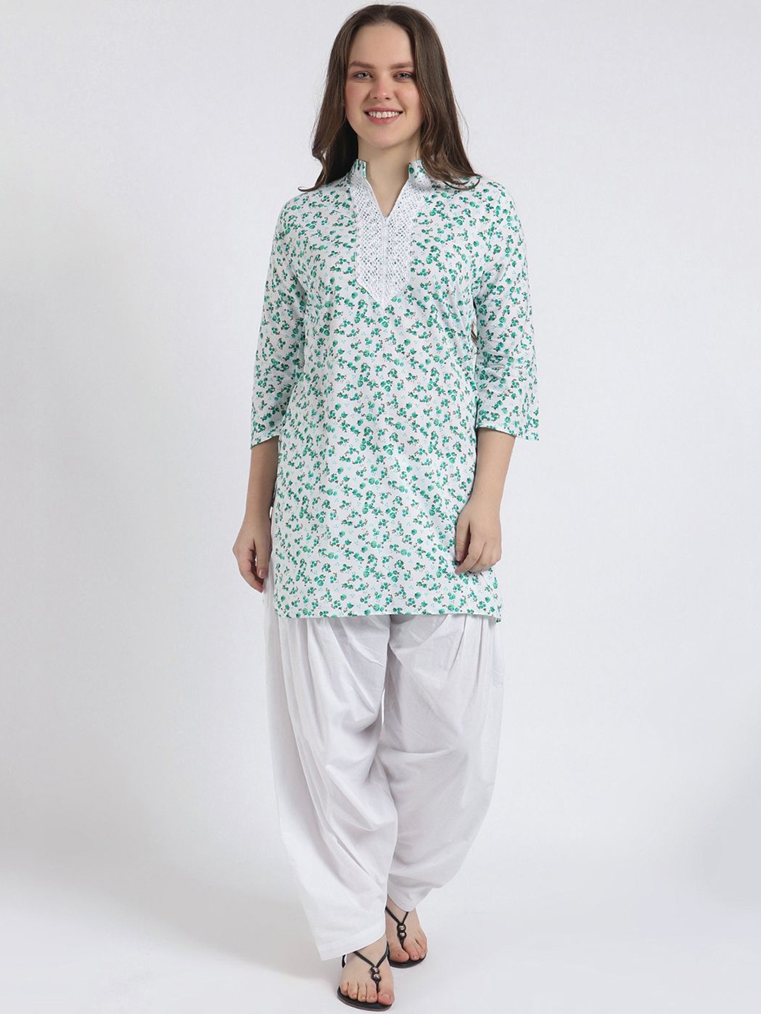 

Trendzmy Women Printed Regular Kurti with Salwar, Green