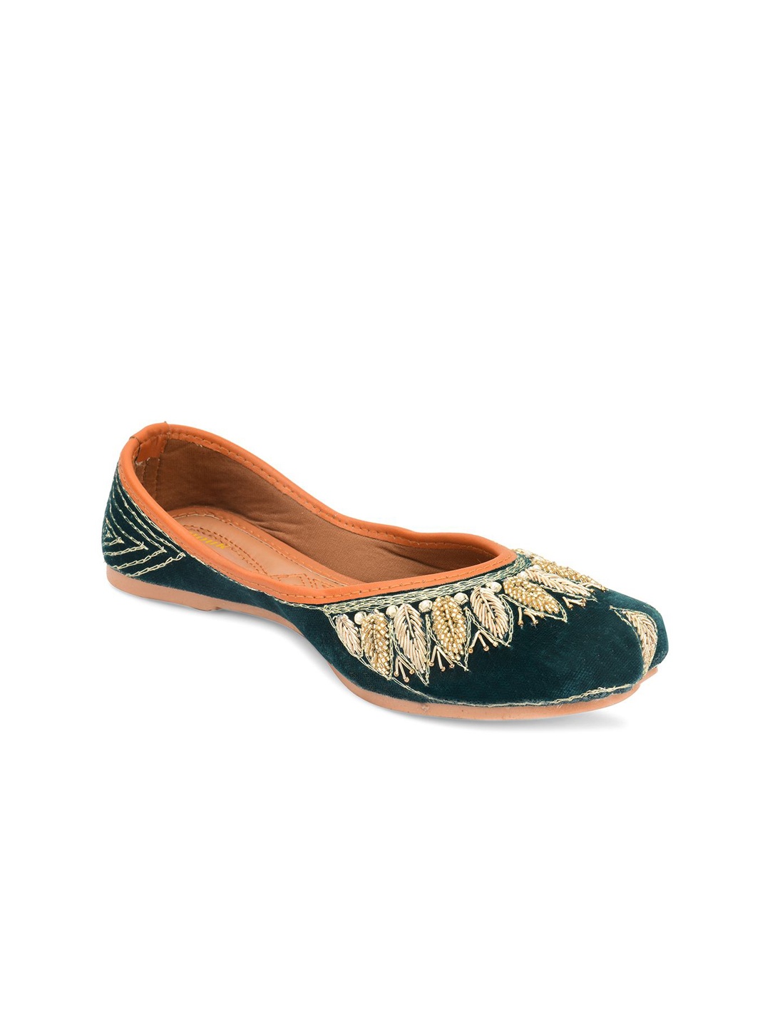 

Anouk Women Embellished Ethnic Mojaris Flats, Green