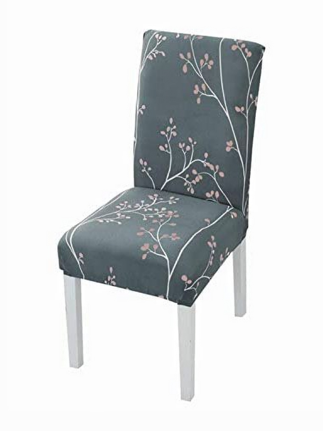 

HOUSE OF QUIRK Grey Printed Stretchable Washable Short Dining Chair Cover