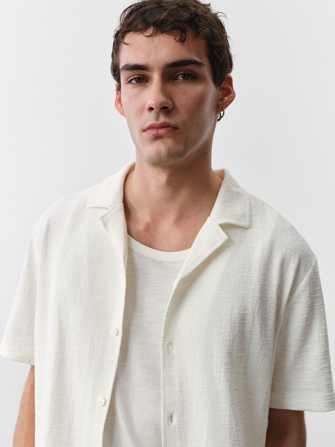 

H&M Regular Fit Jersey Resort Shirt, White