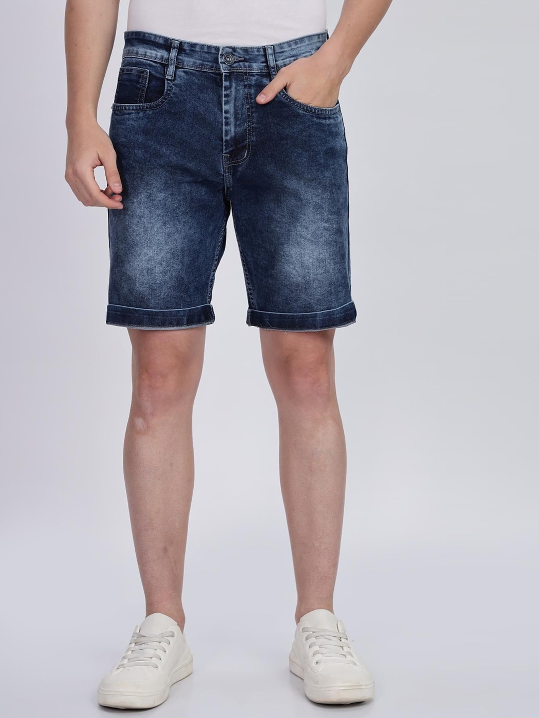 

COLOR HUNT Men Washed Denim Denim Shorts, Blue
