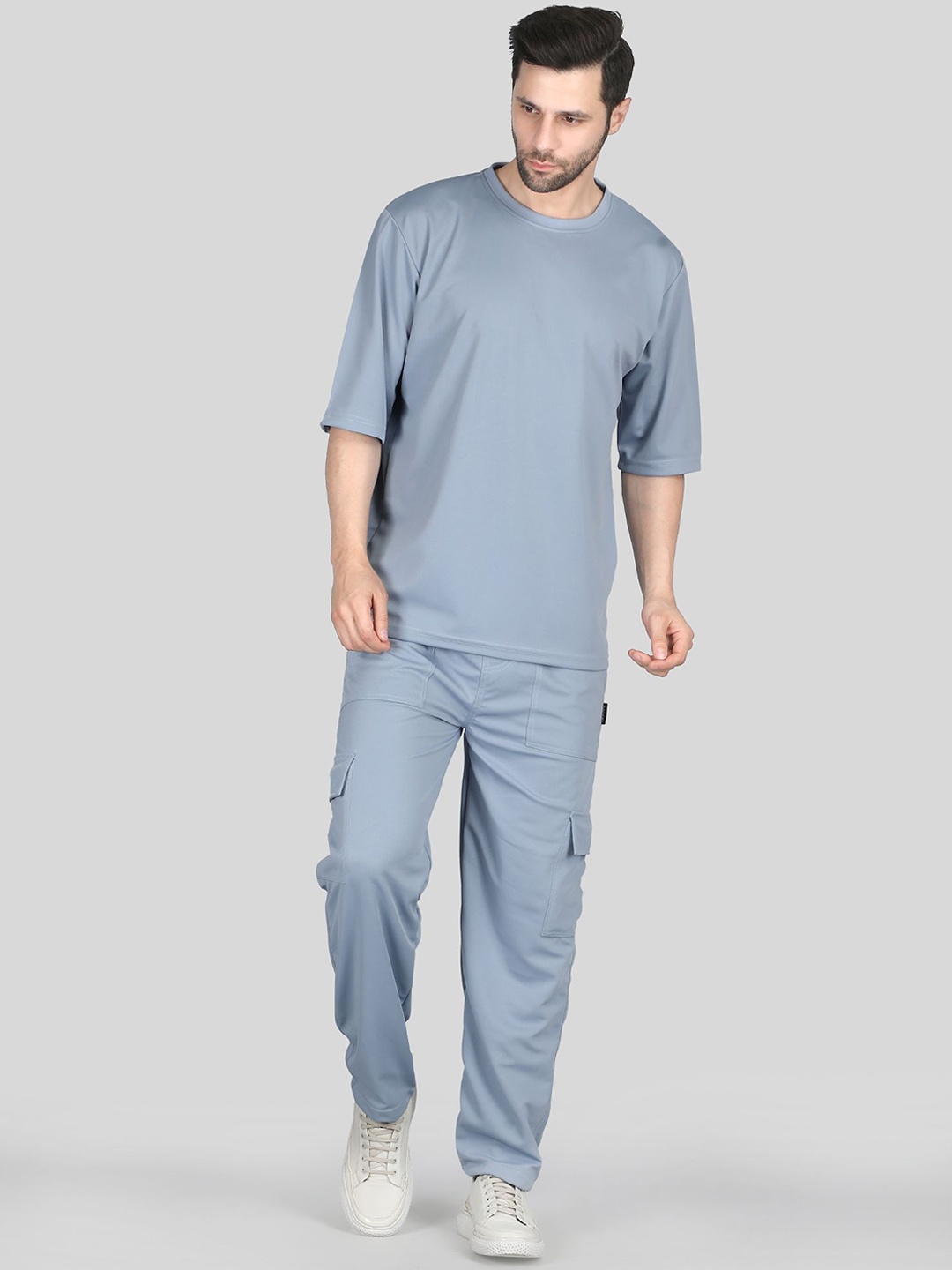 

Raxedo Men's T-Shirt & Cargo Jogger Co-Ord Set, Blue