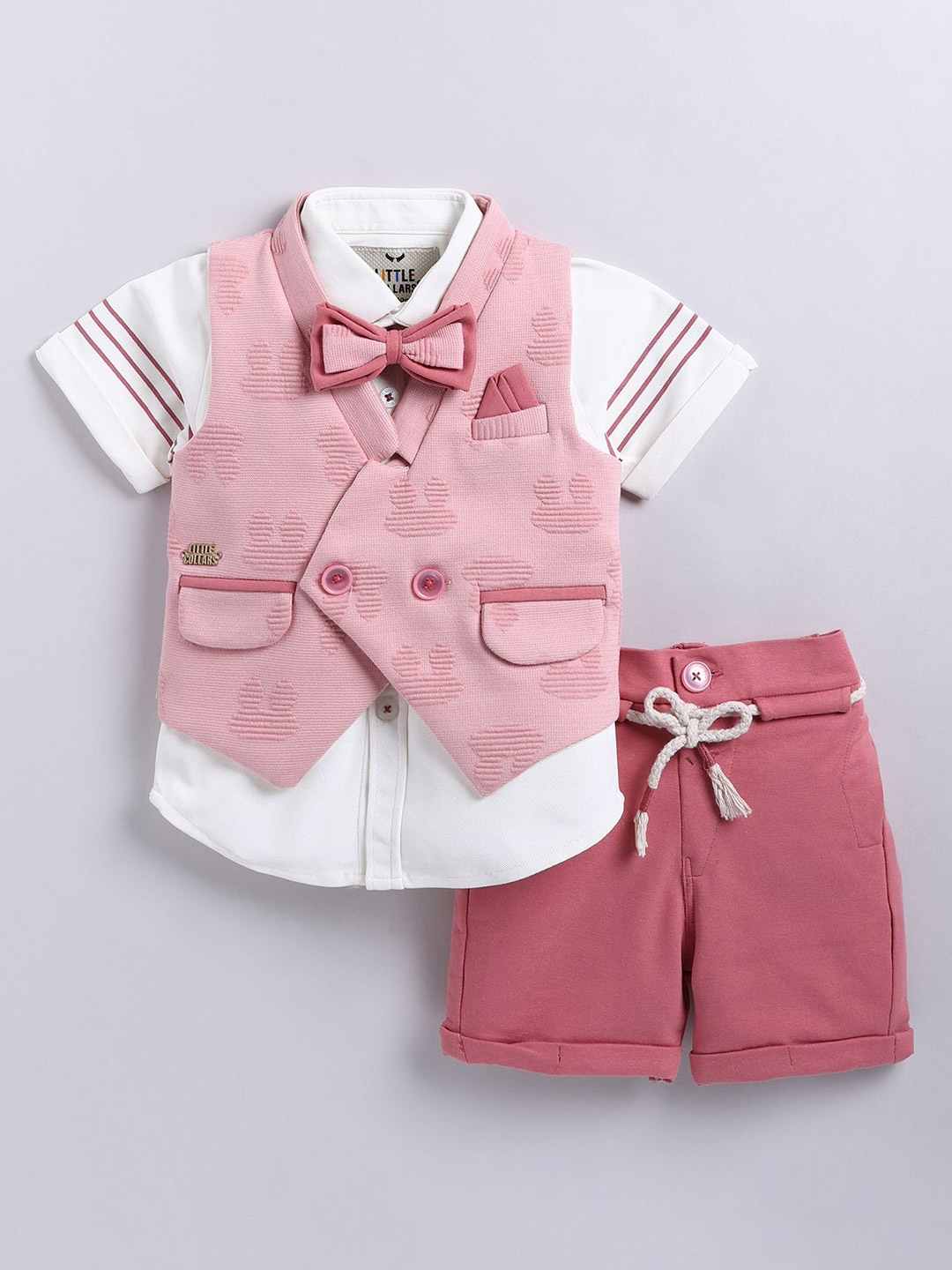 

LITTLE COLLARS Boys Shirt with Shorts, Pink