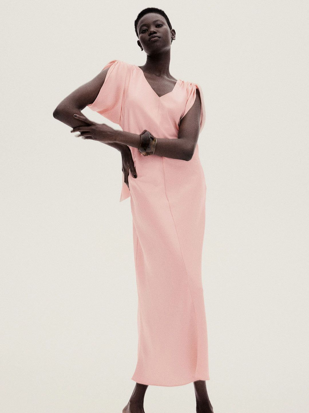 

H&M Tie-Back Satin Dress, Pink