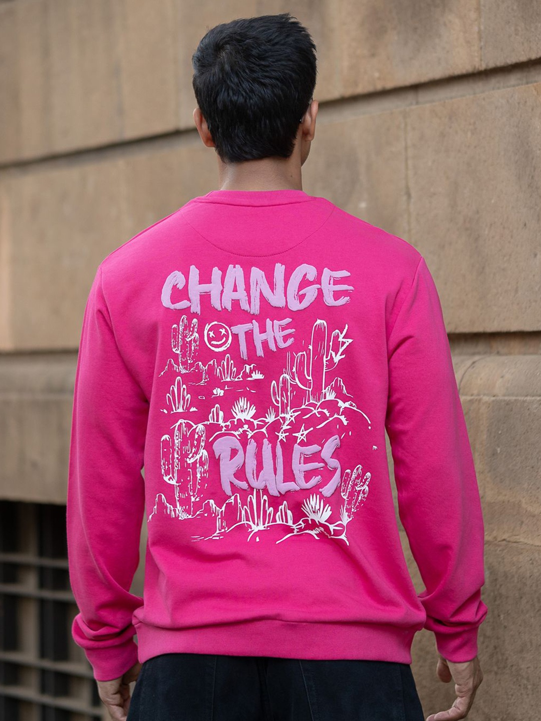

Powerlook Men Printed Sweatshirt, Pink