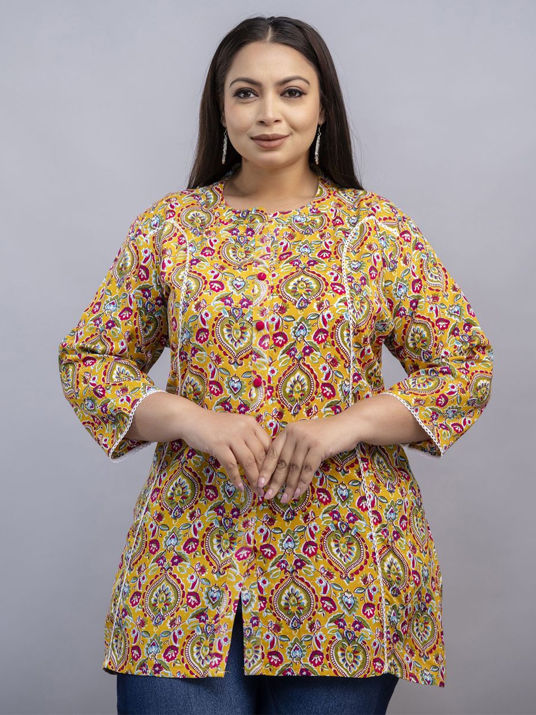 

Fashion Zest Printed Ethnic Tunic, Yellow