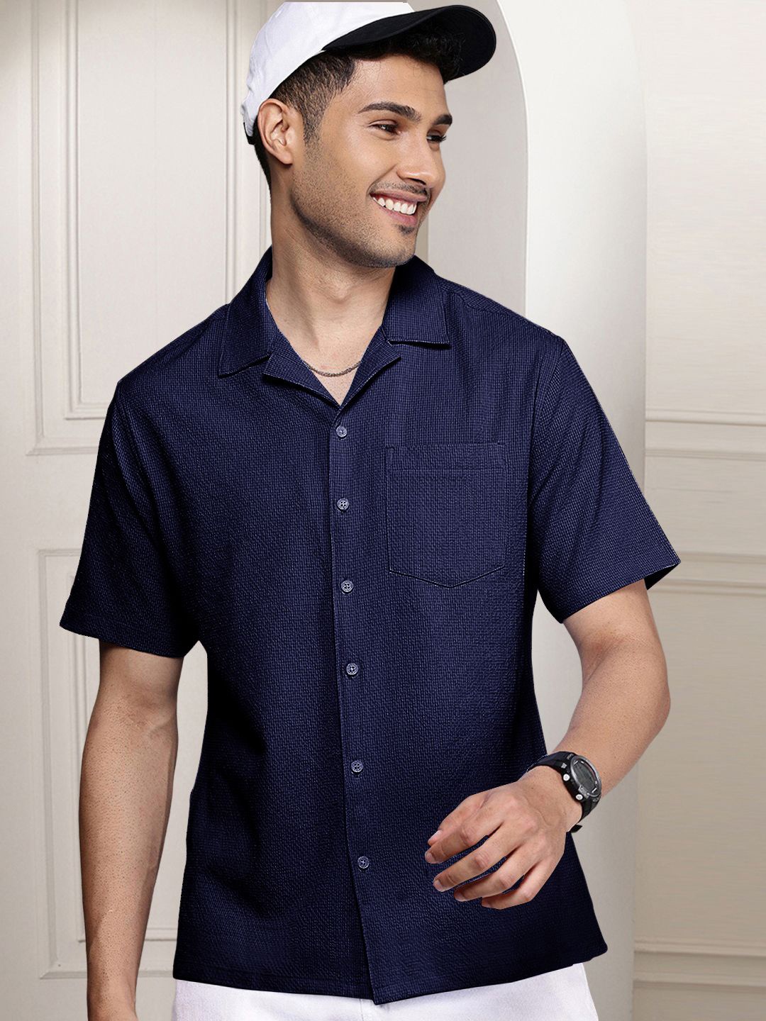 

Moda Rapido Men Standard Opaque Casual Shirt, Navy blue