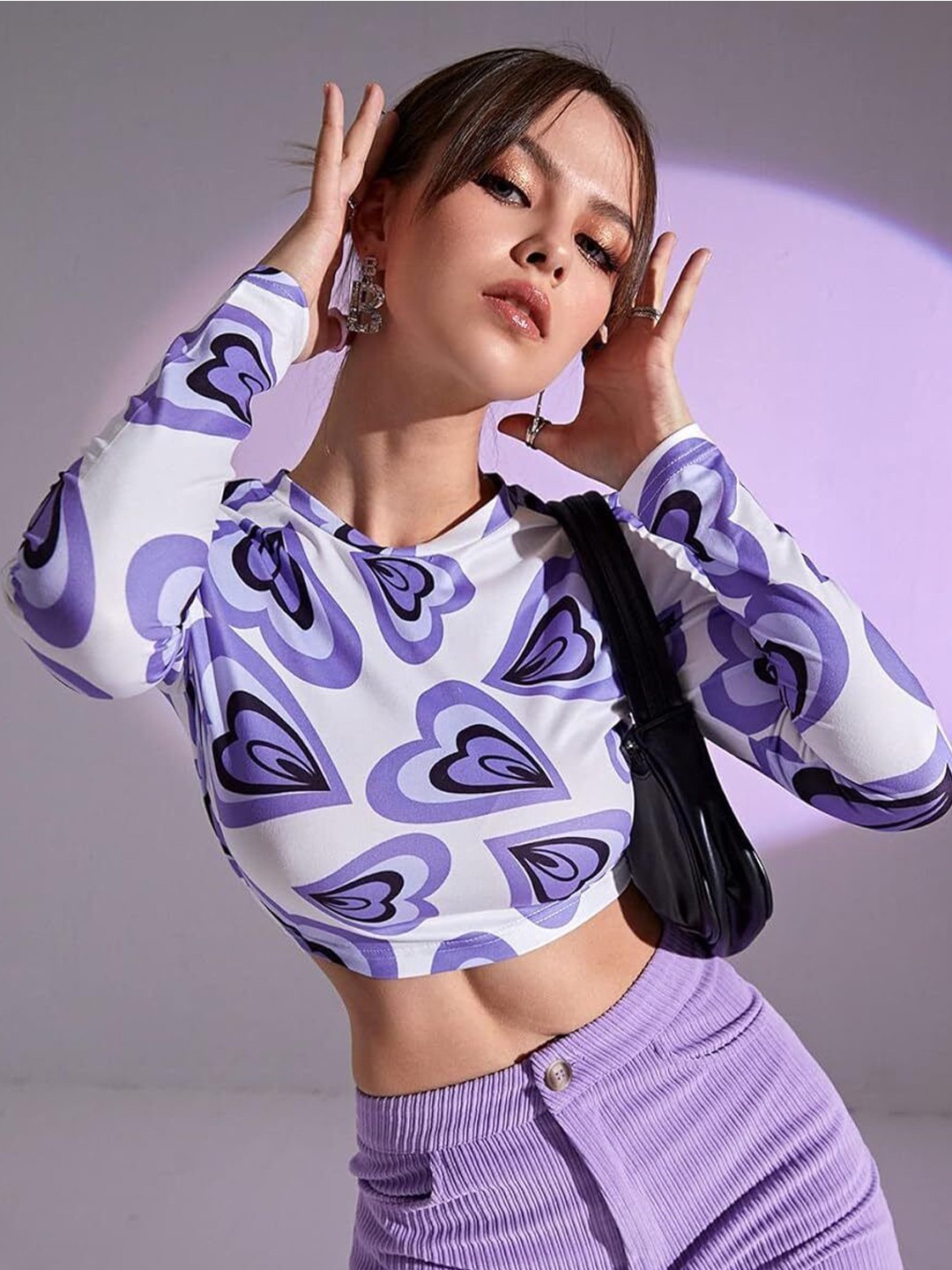 

NiloBerry Print Crop Top, Purple