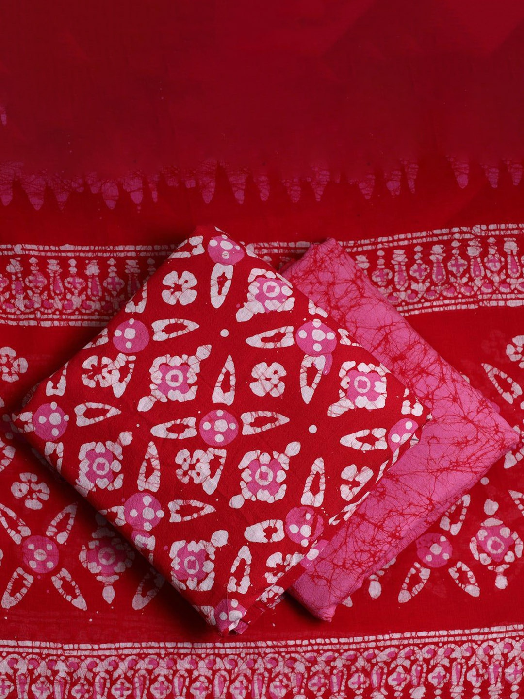 

iTokri Pure Cotton Unstitched Dress Material, Red