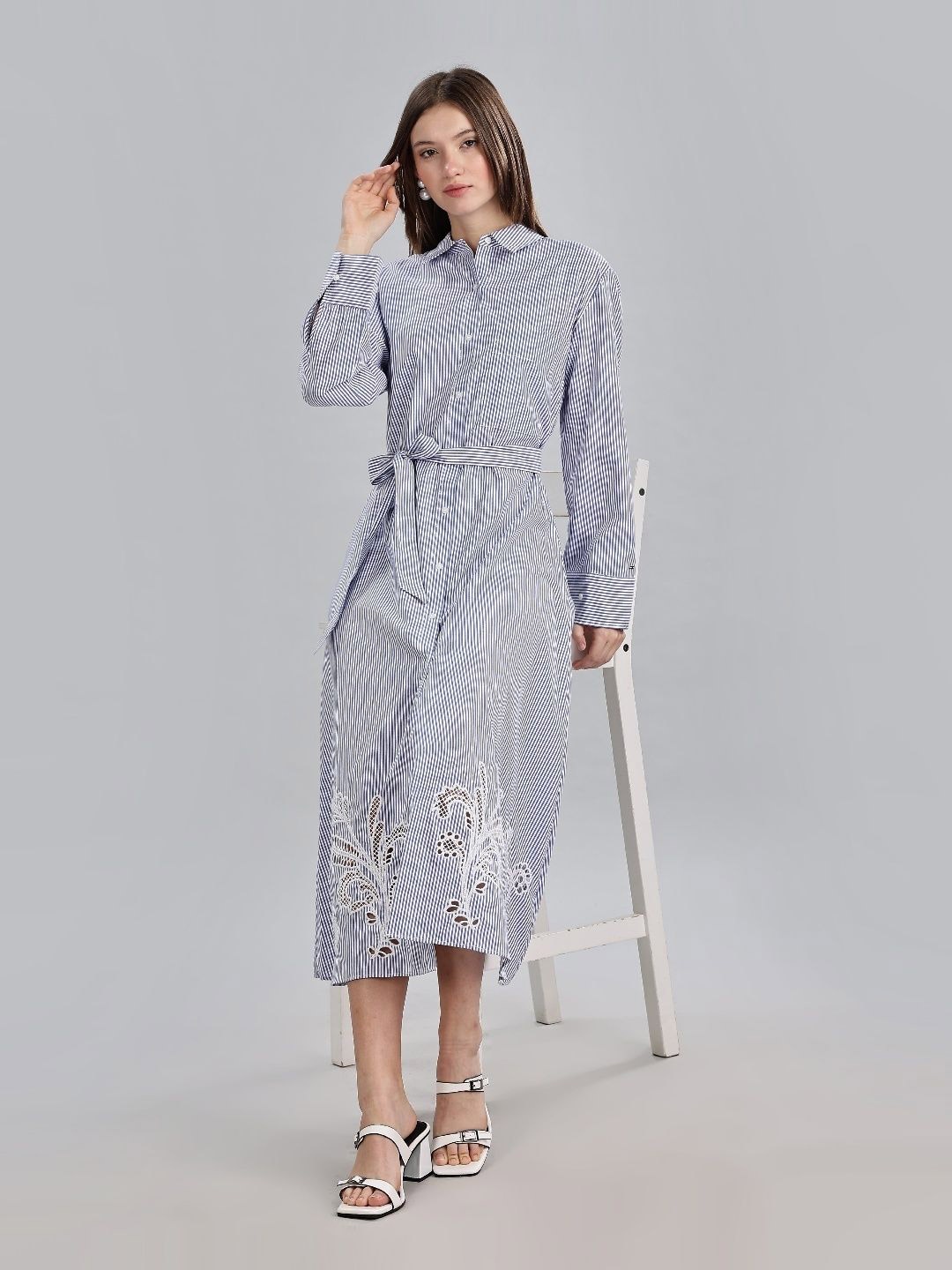 

Tommy Hilfiger Striped Shirt Midi Dress, Blue