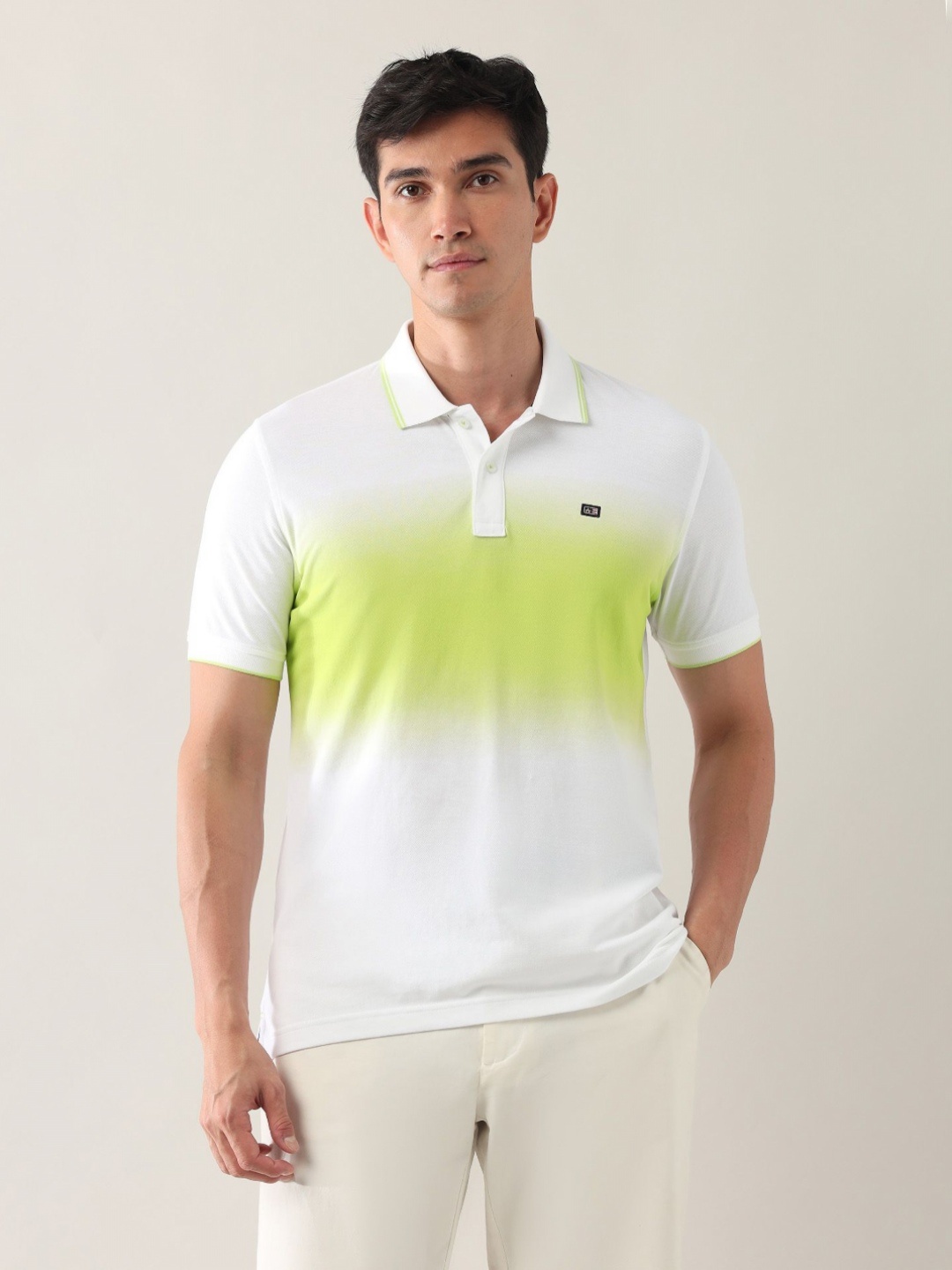 

Arrow Sport Men Polo Collar Applique T-shirt, White