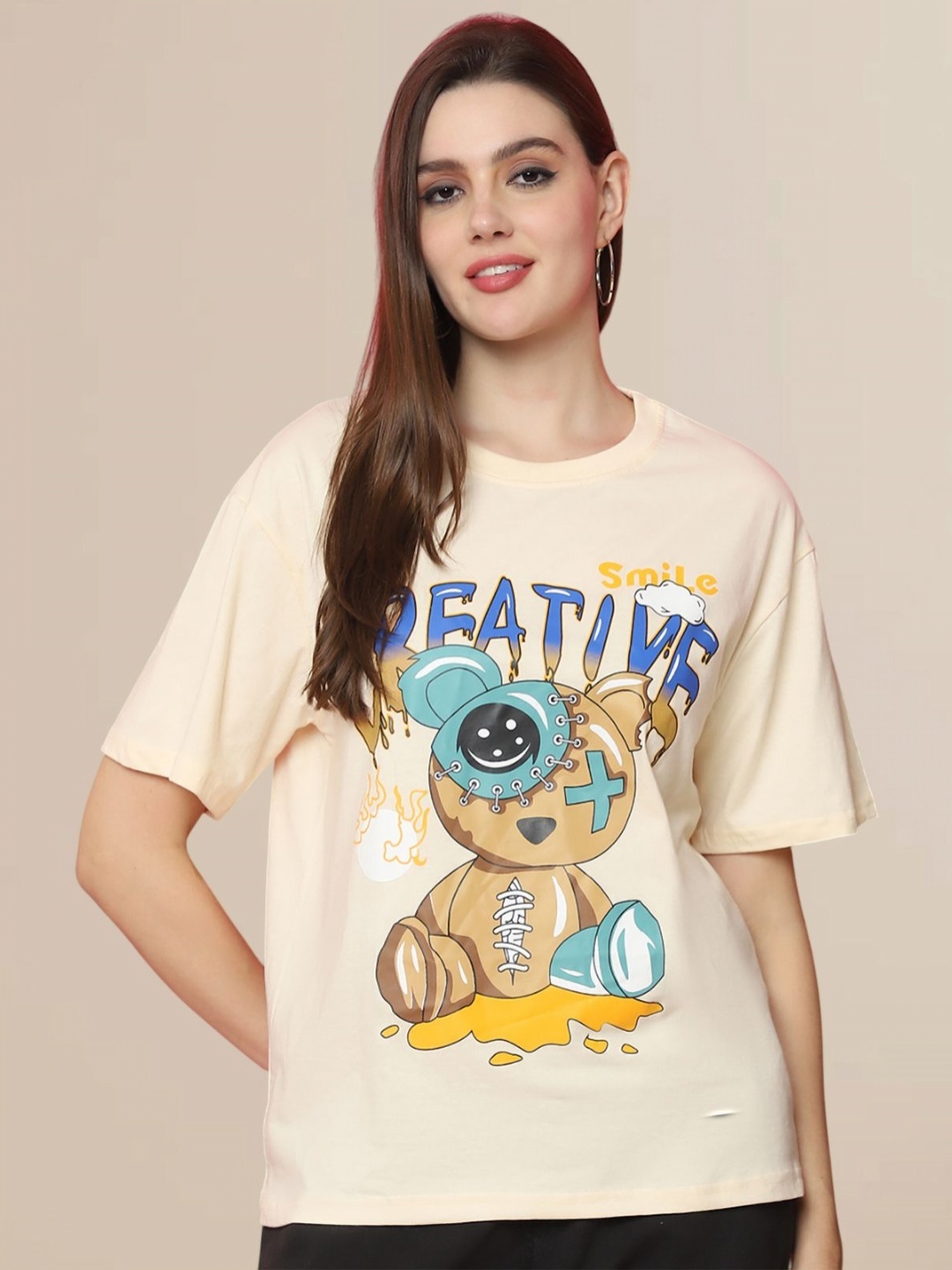 

Dreambe Women Printed T-shirt, Brown