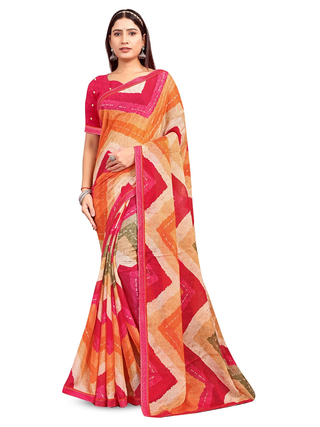 

shree krishna fashion Art Silk Saree, Red