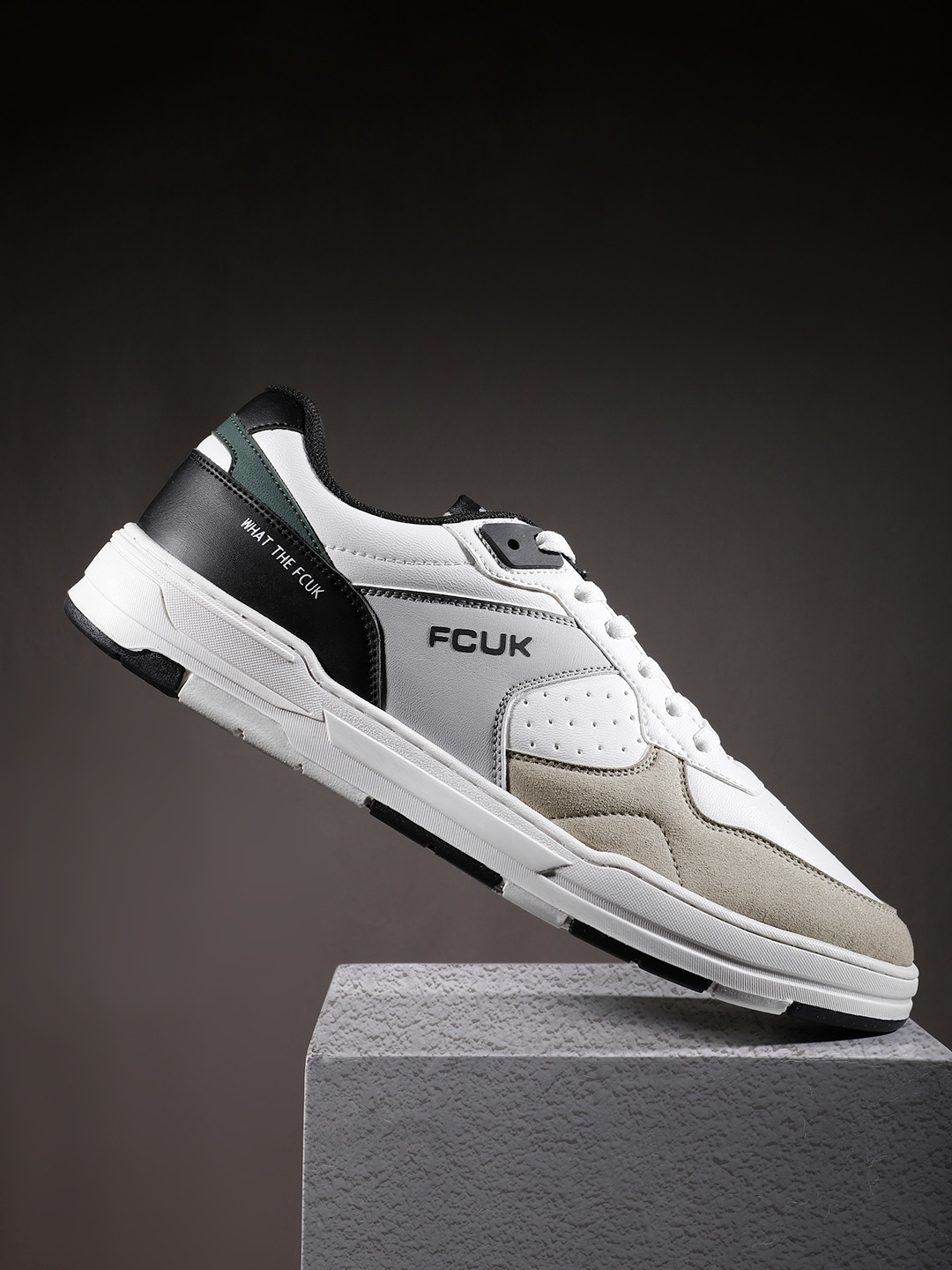 

FCUK Men Colourblocked Perforated Detail Sneakers, White