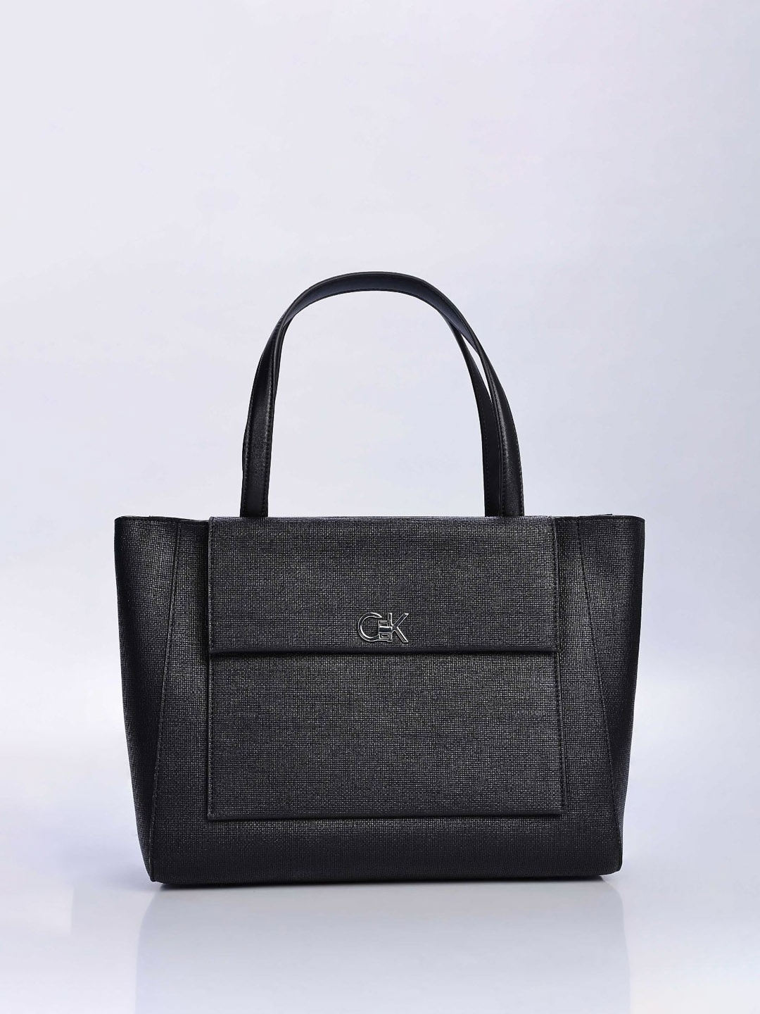 

Calvin Klein Printed PU Bowling Tote Bag, Black