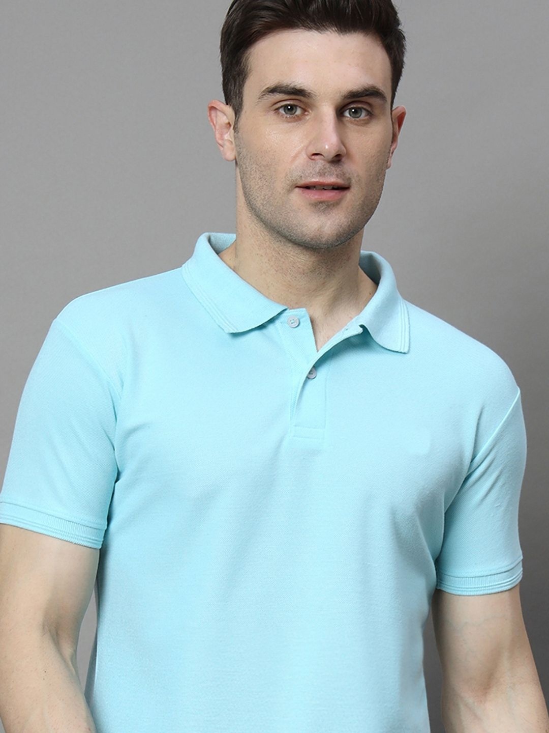 

SZN Men Solid Polo Collar T-shirt, Turquoise blue