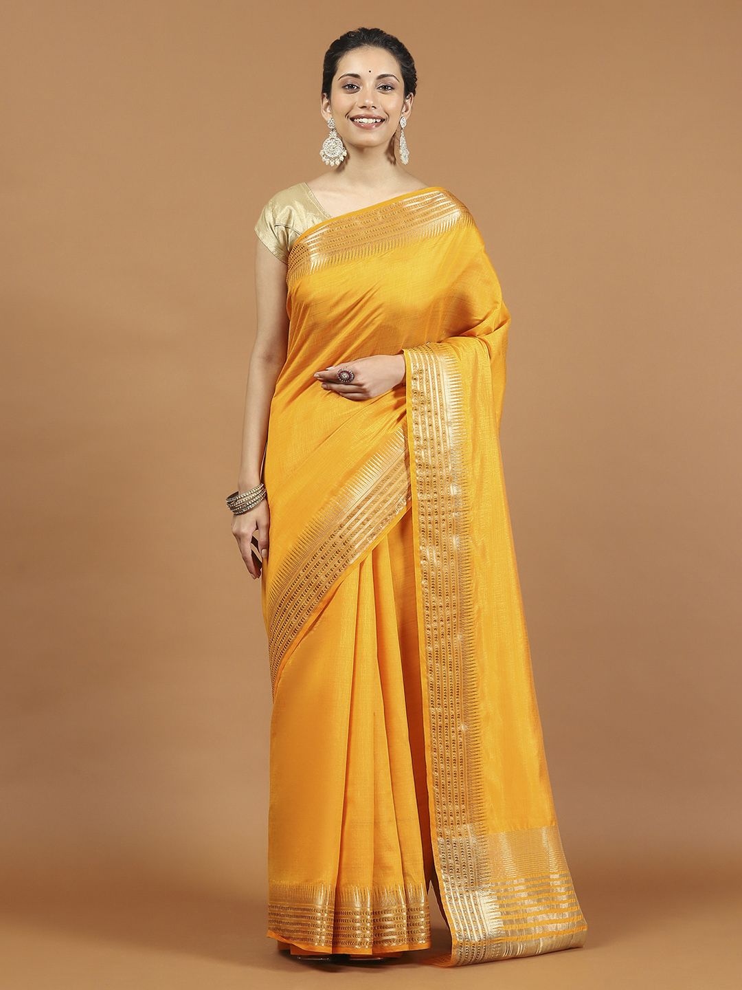 

Meena Bazaar Art Silk Saree, Mustard