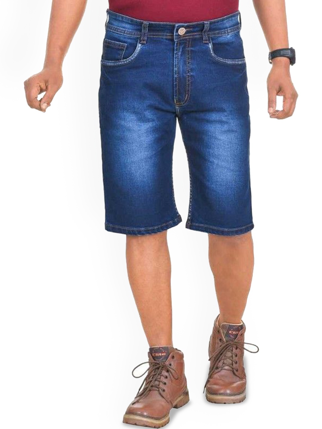 

Plounge Men Slim Fit Denim Shorts, Blue