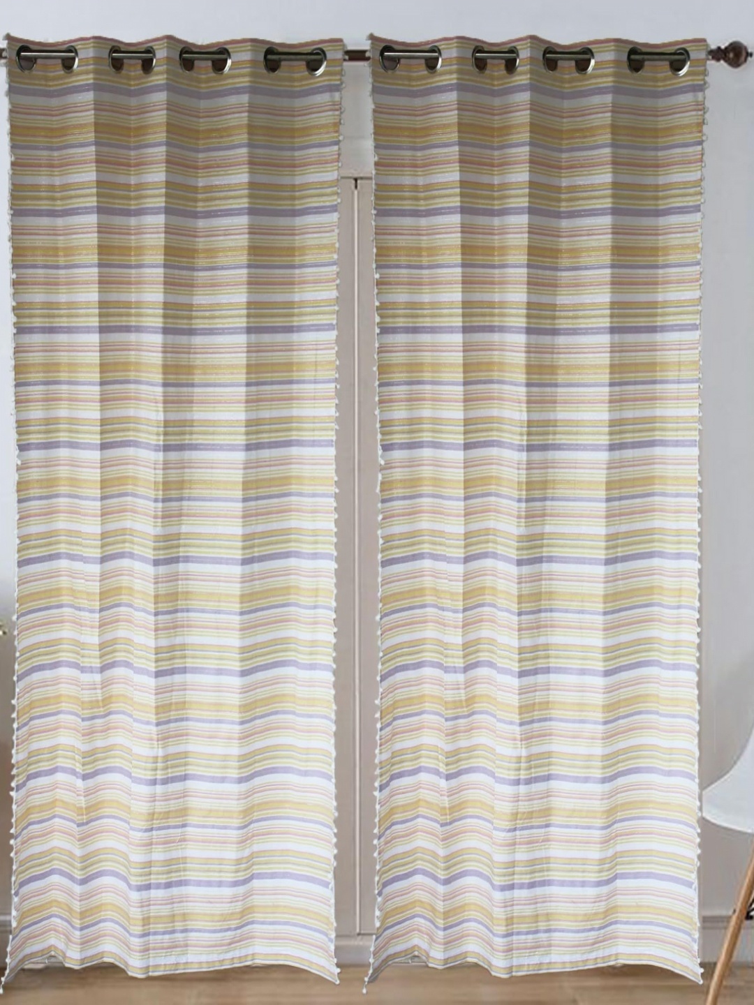 

Dekor World Beige Set of 2 Striped Door Curtain