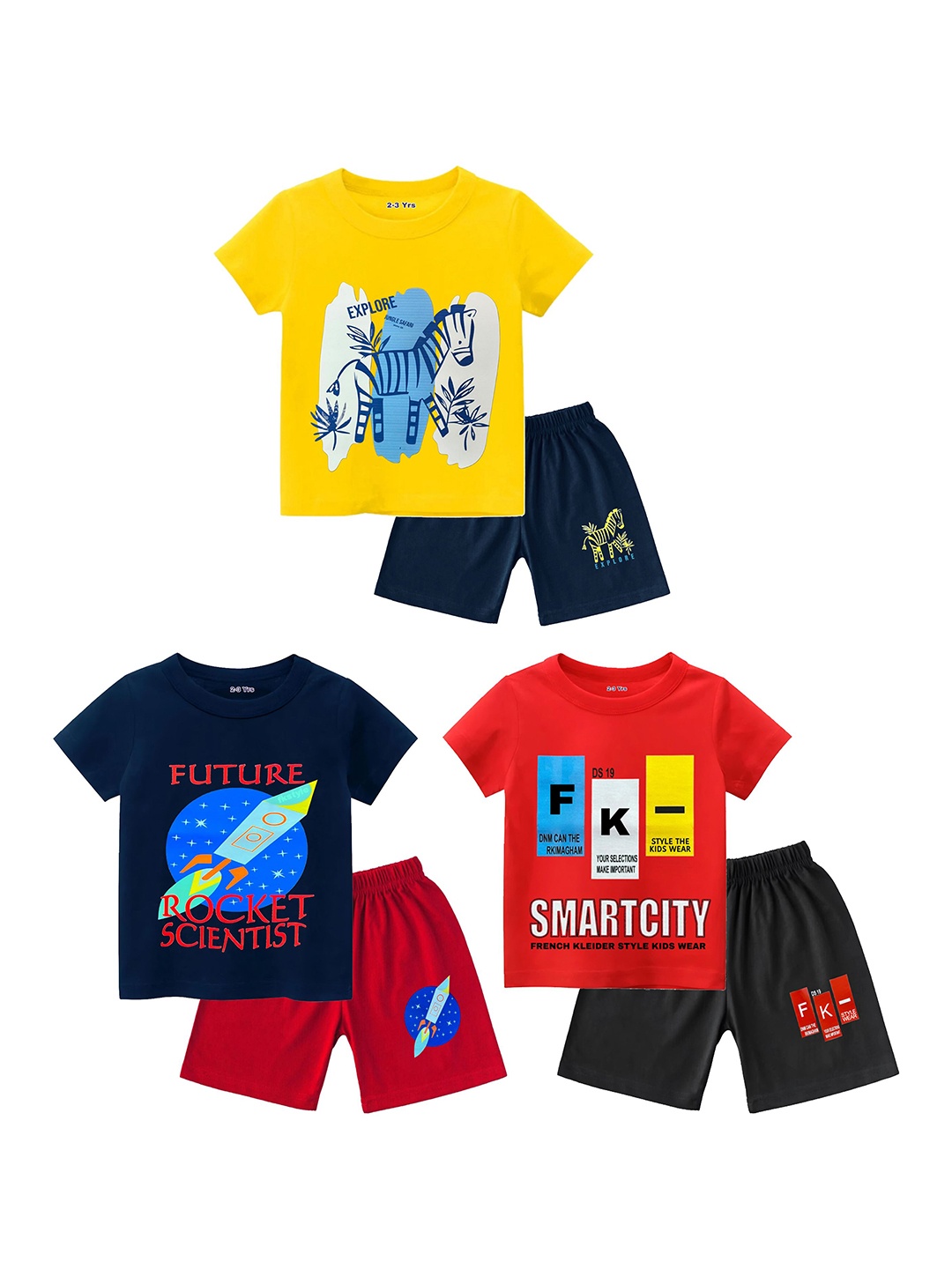 

BAESD Boys Printed T-shirt with Shorts, Red