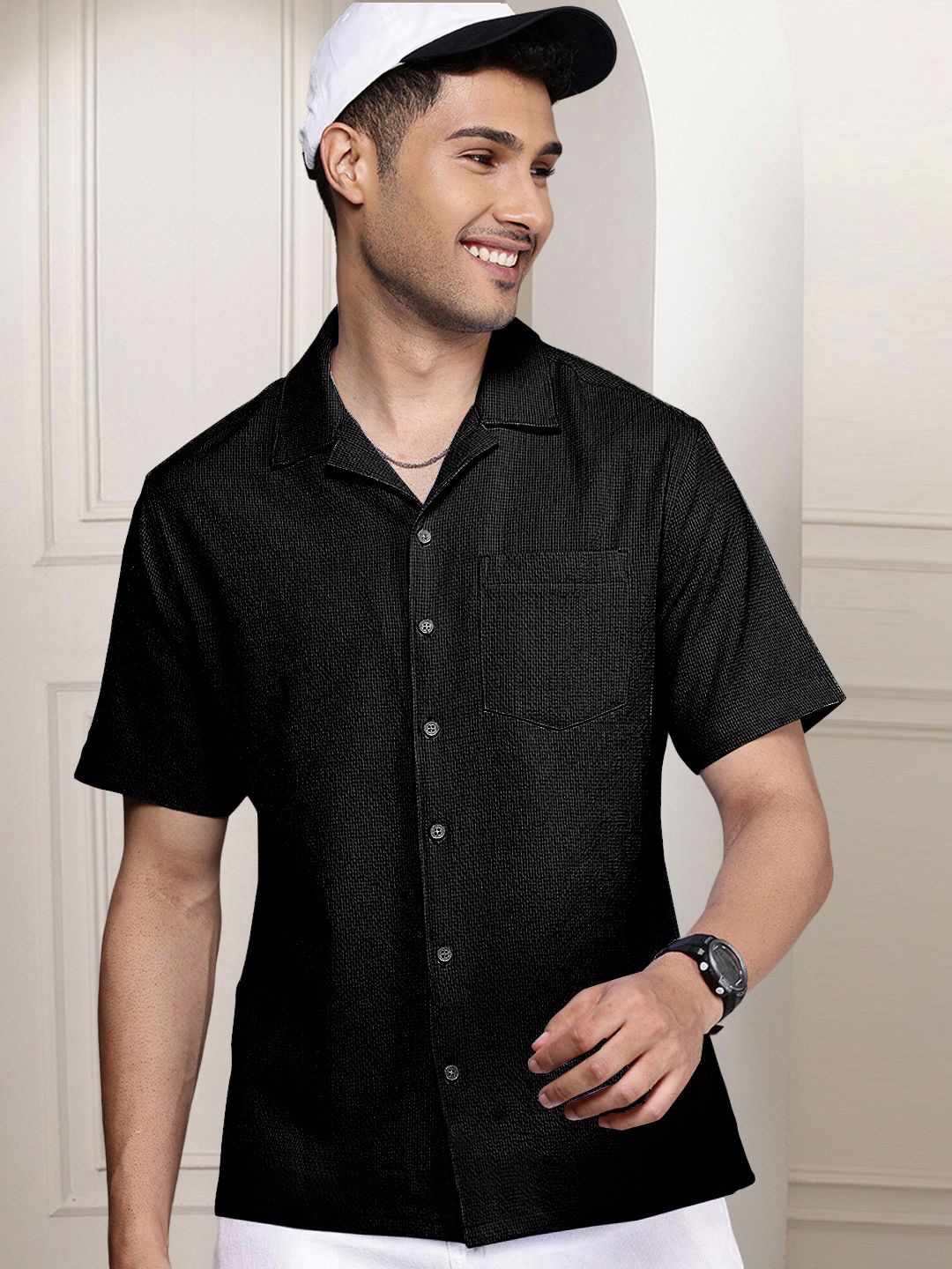 

Moda Rapido Men Standard Opaque Casual Shirt, Black