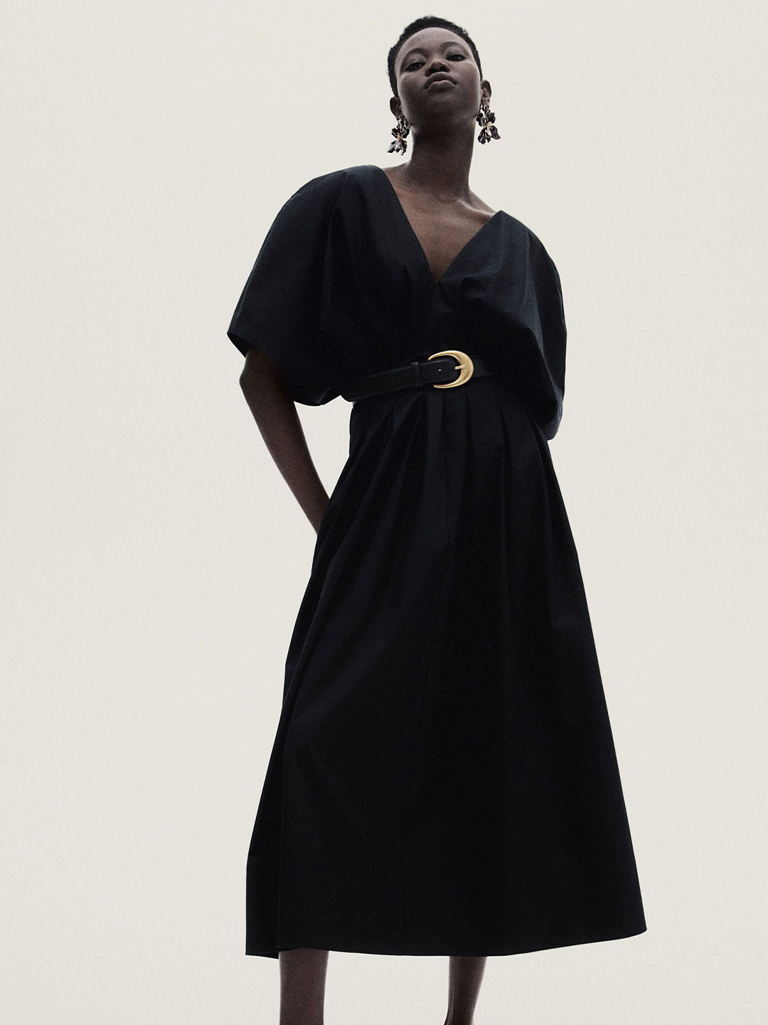 

H&M Waisted Cotton Dress, Black