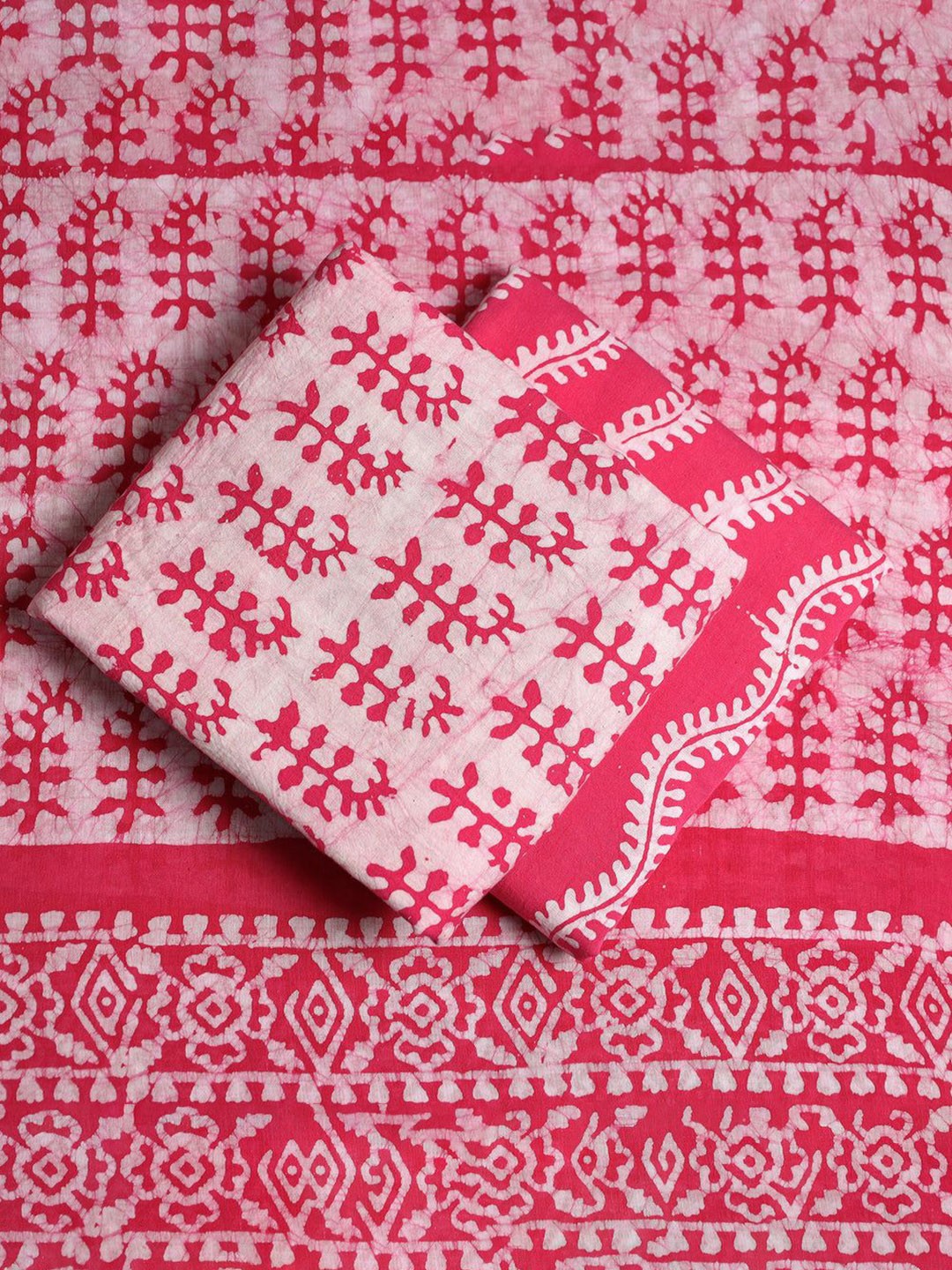 

iTokri Pure Cotton Unstitched Dress Material, Pink