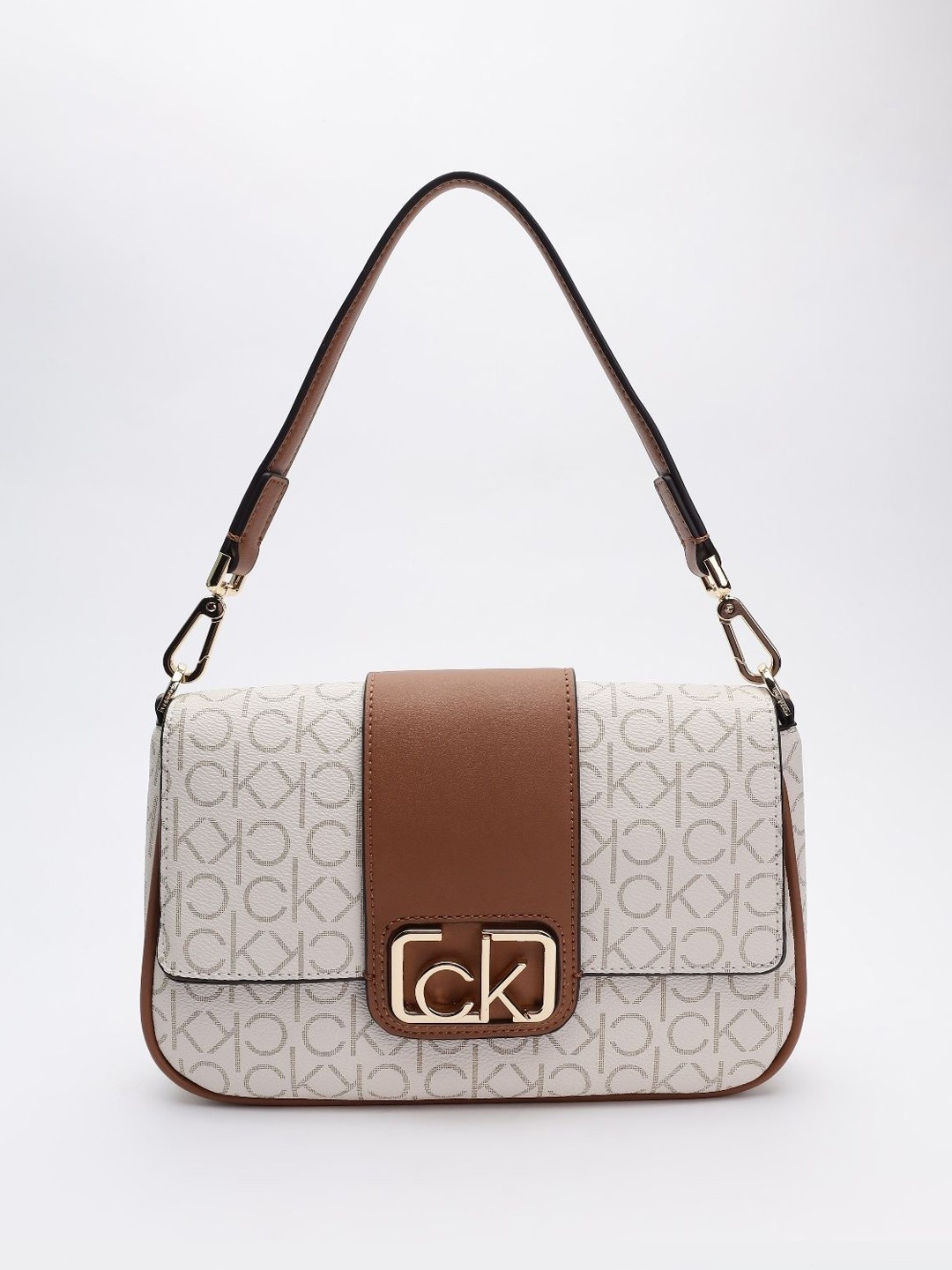 

Calvin Klein Printed Structured Sling Bag, Beige